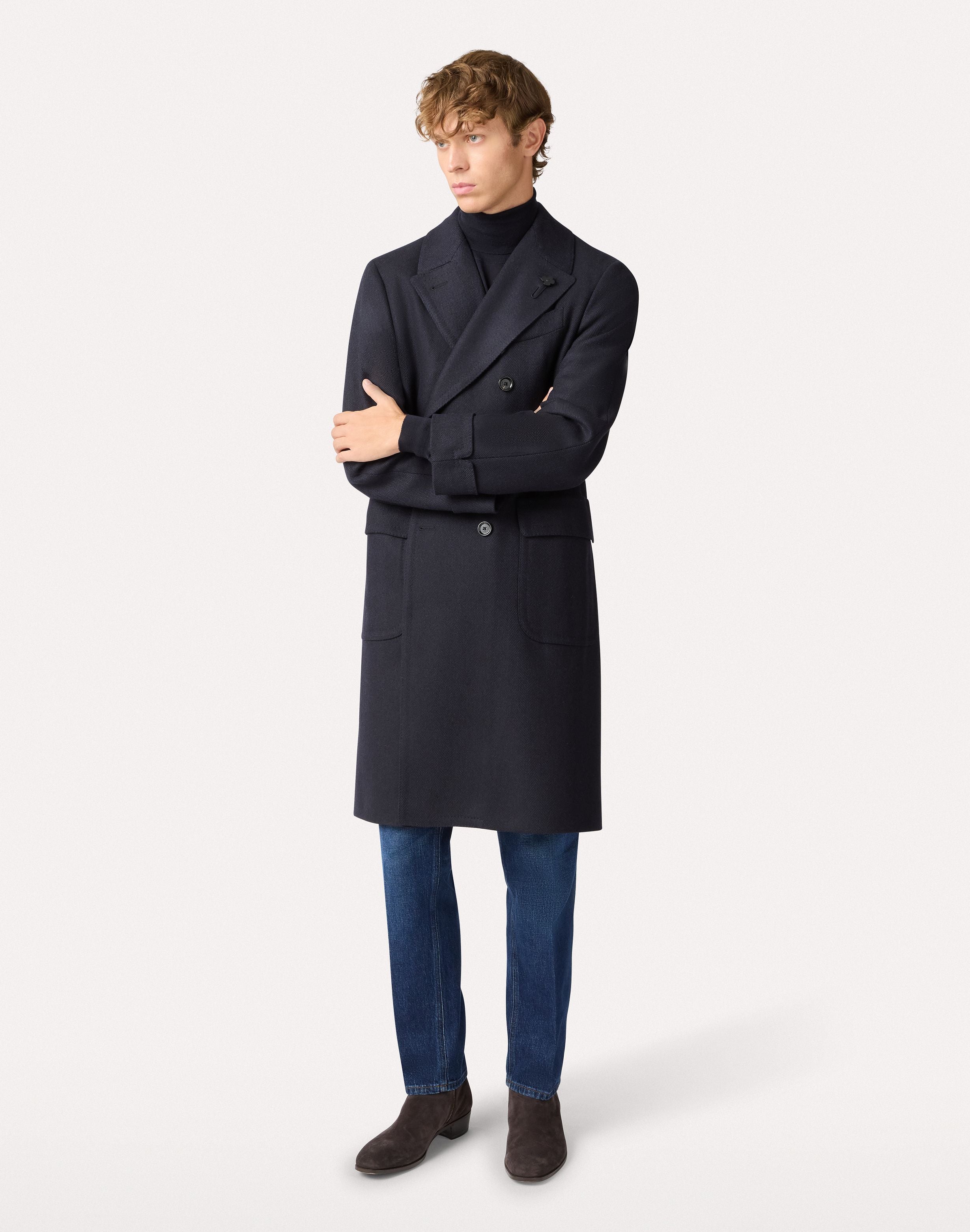 Blauer Cardigan aus superfiner Merinowolle BLUE Lardini 2