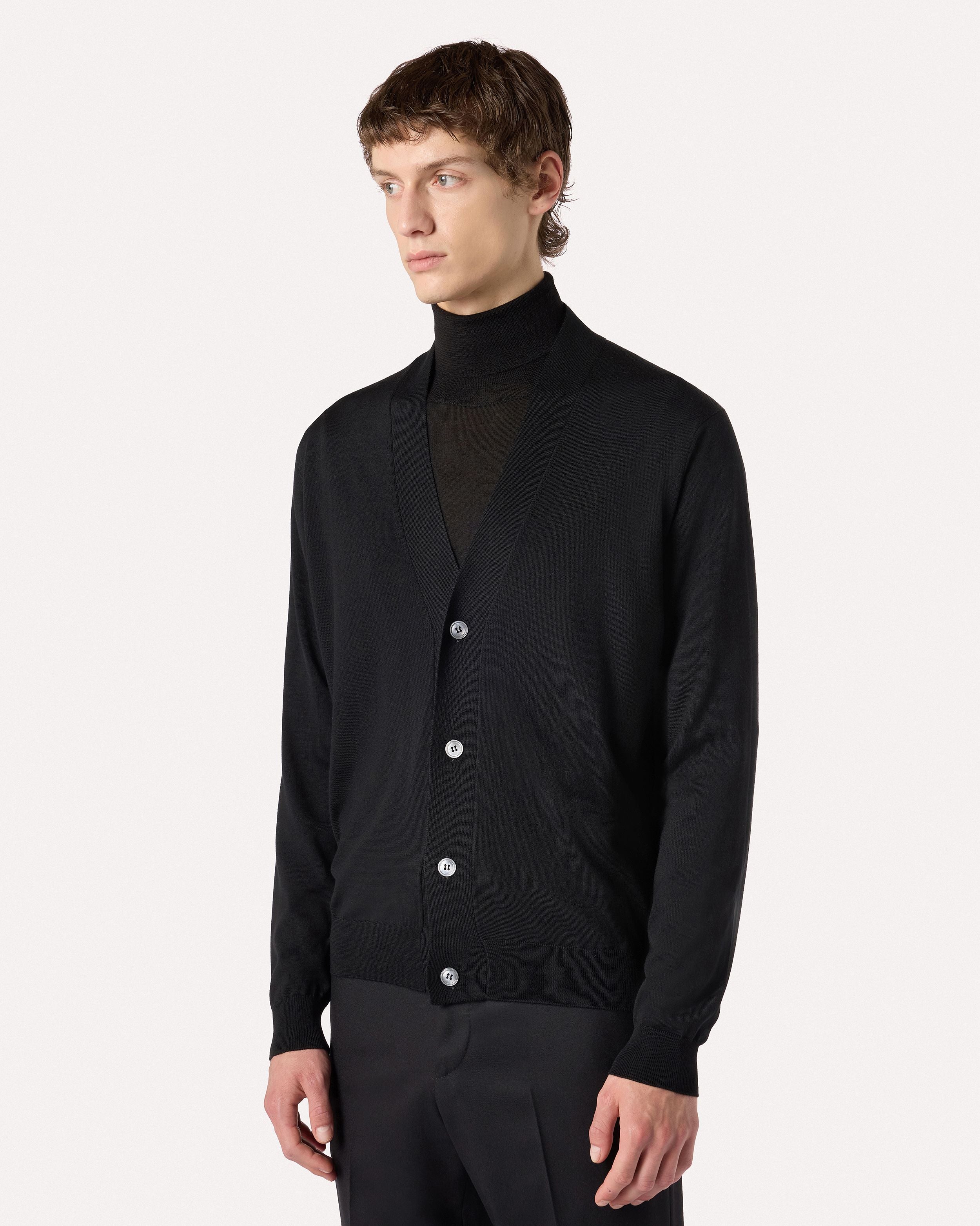 Girocollo nero in lana merino superfine BLACK Lardini 4