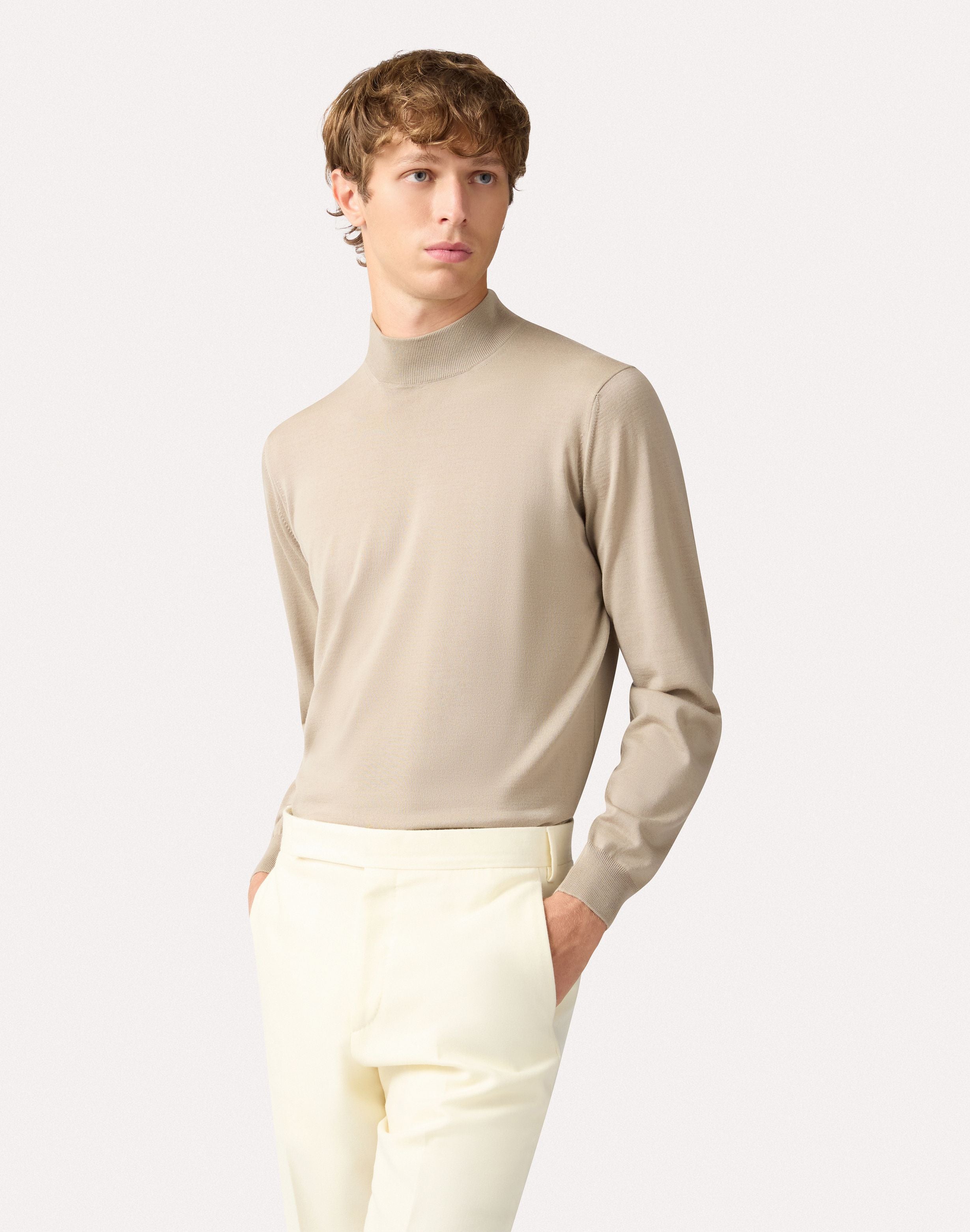 Lupetto beige in lana merino superfine BEIGE Lardini 4