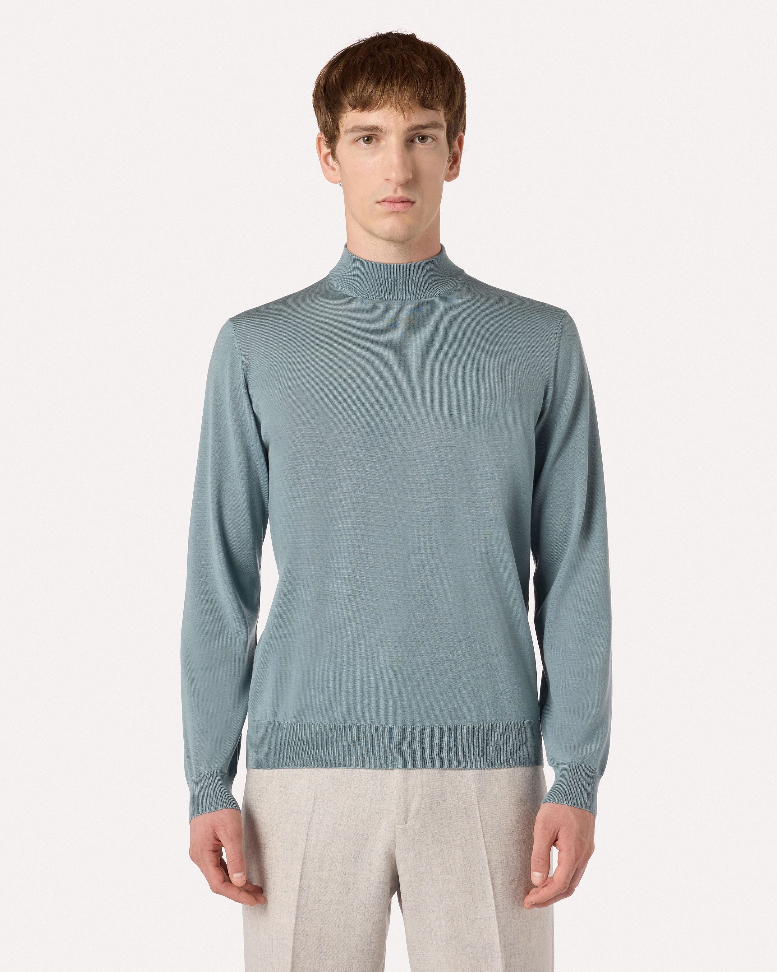 Lupetto azzurro polvere in lana merino superfine WATER GREEN Lardini 4