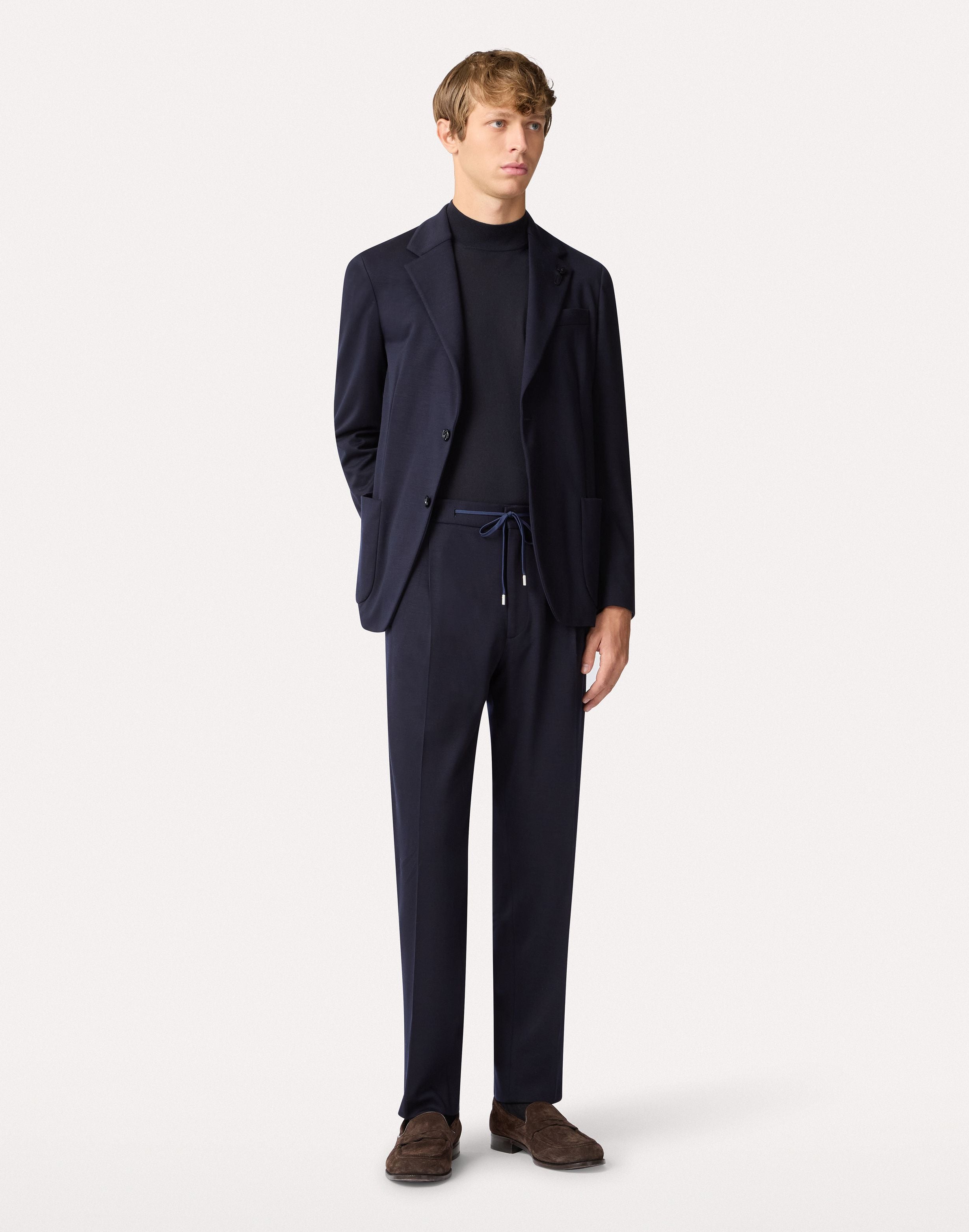 Blue superfine merino wool mock neck sweater BLUE Lardini 3