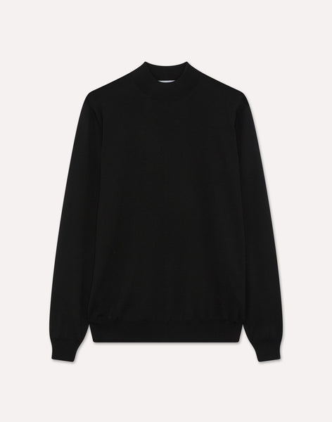 ま*す様 新品Lサイズ(BLACK)　ENNOY MERINO WOOL SWE Black superfine merino wool mock neck sweater, white, man | Lardini