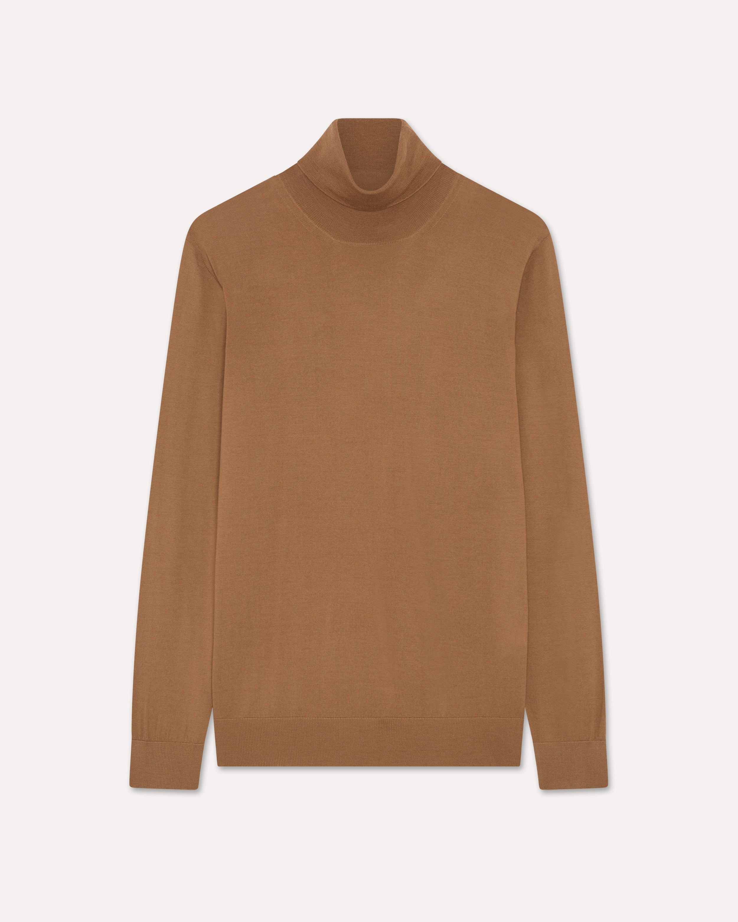 Beiger Rollkragenpullover aus extrafeiner Wolle BROWN/RUST Lardini 1