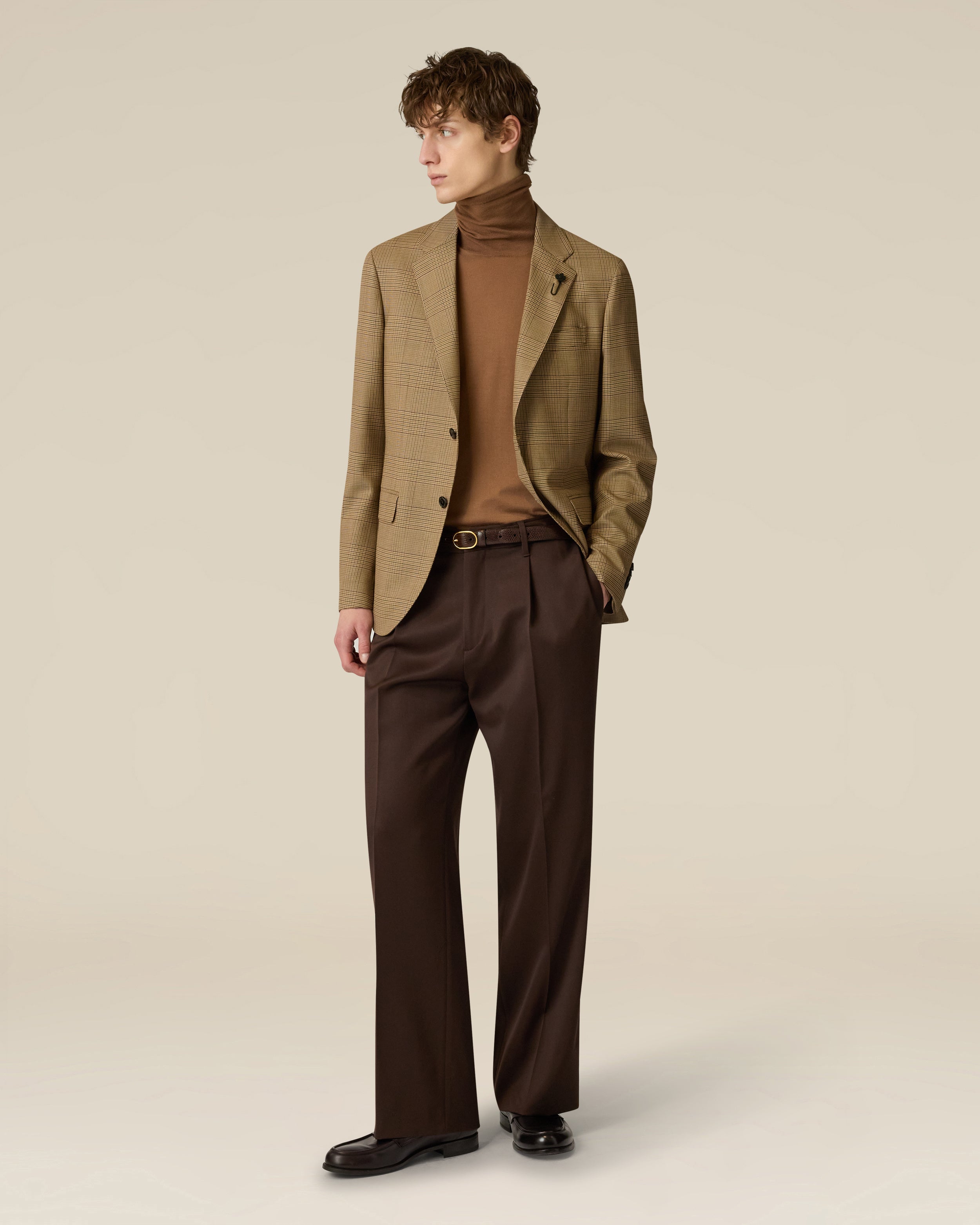 Beiger Rollkragenpullover aus extrafeiner Wolle BROWN/RUST Lardini 2