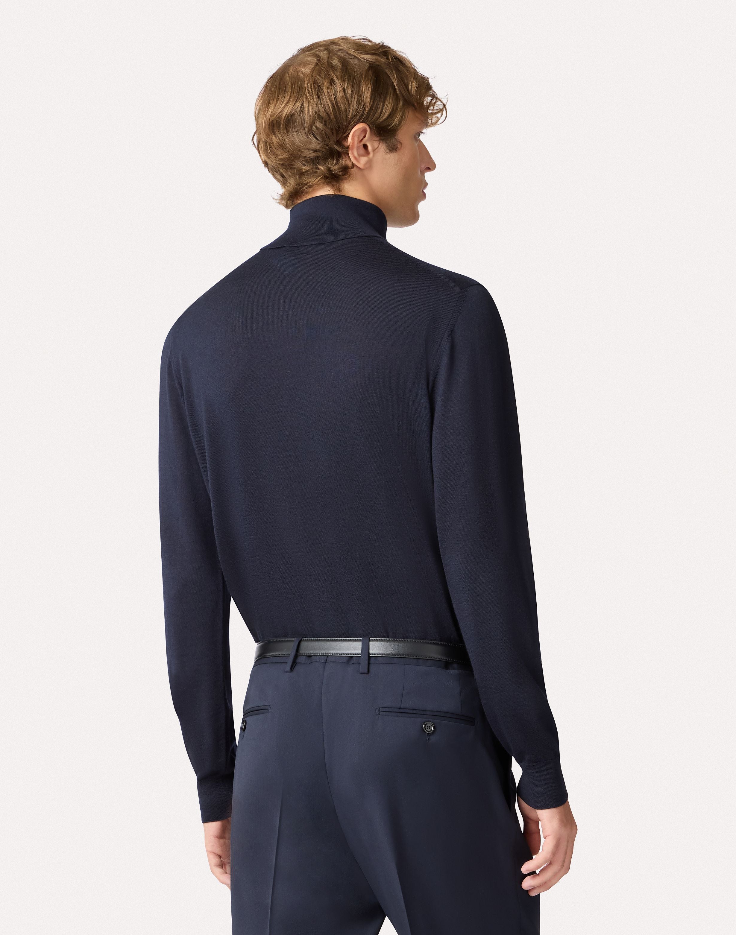 Dolcevita blu in lana merino superfine BLUE Lardini 5
