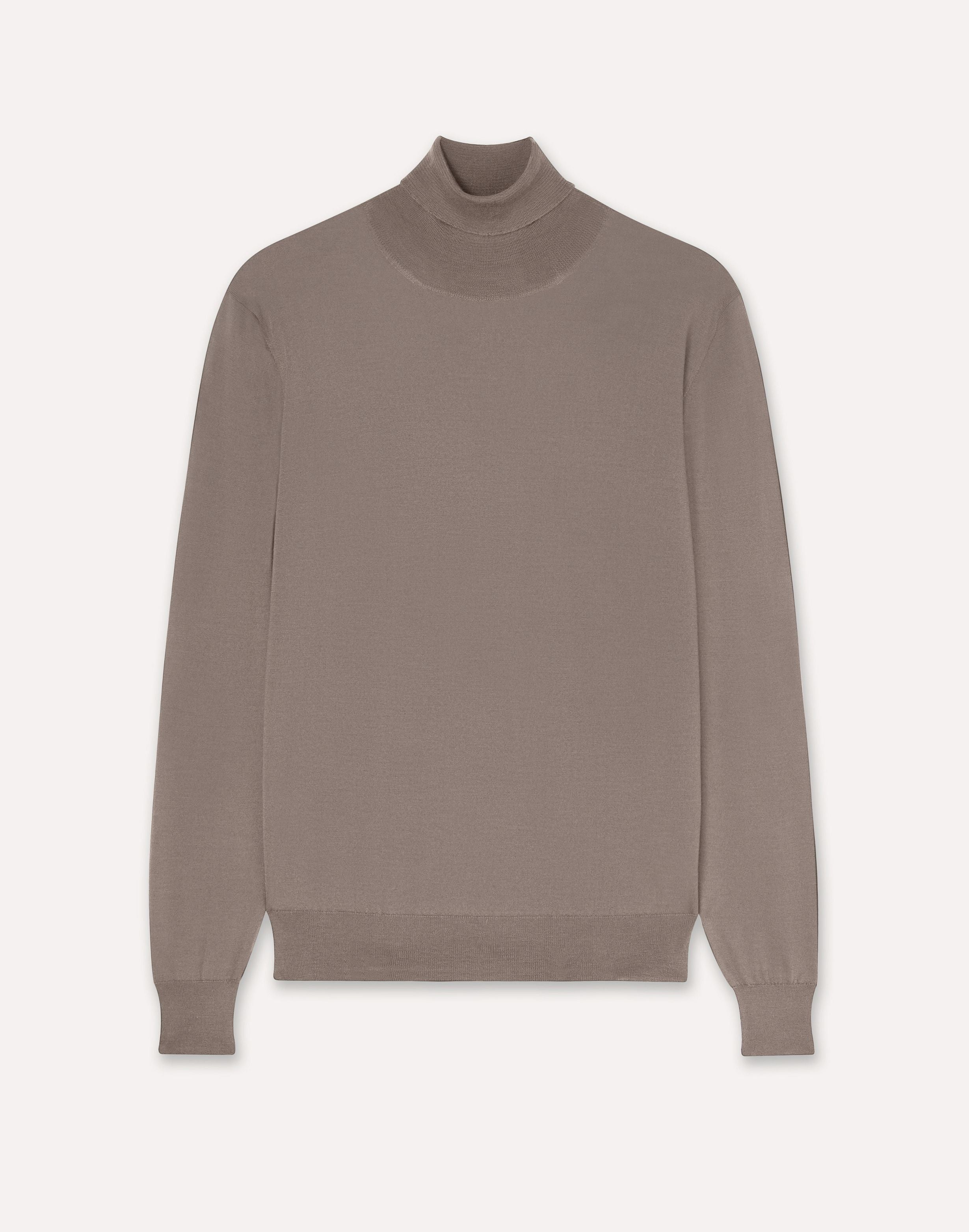 Dark brown turtleneck sweater in wool, silk, and cashmere HAZELNUT Lardini 1
