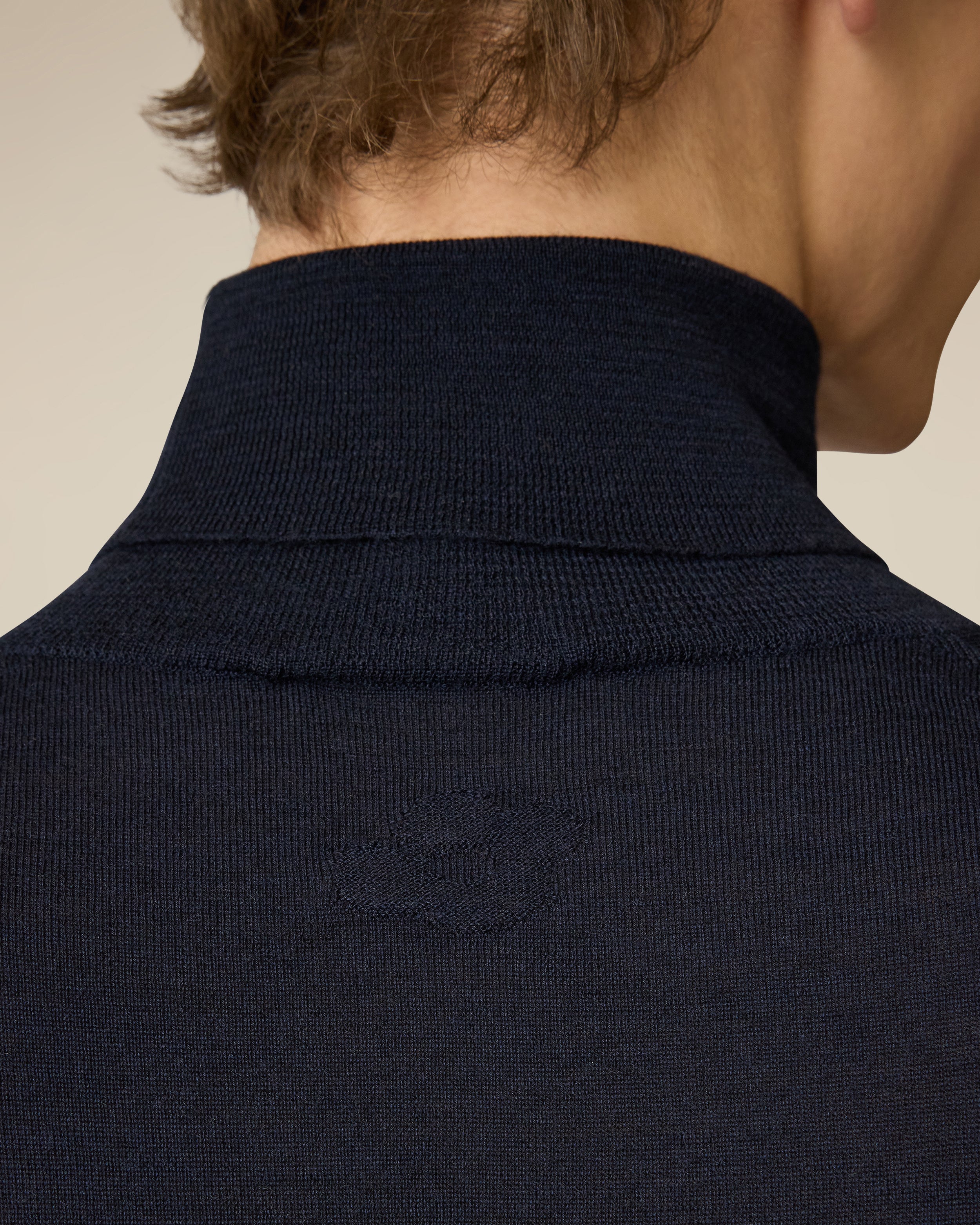 Blue turtleneck in wool; silk; and cashmere, white, man | Lardini