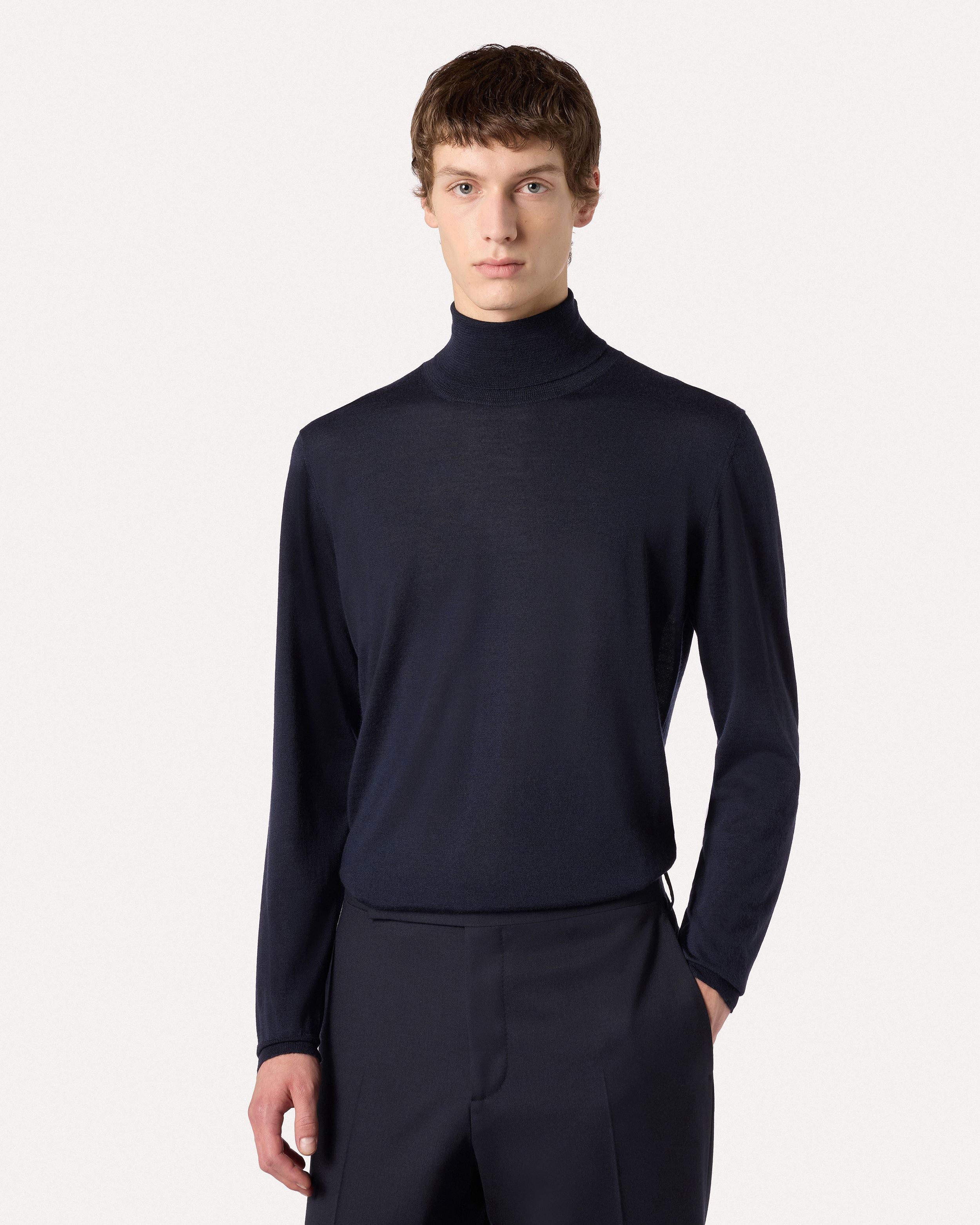 Dolcevita blu in lana, seta e cashmere BLUE Lardini 4