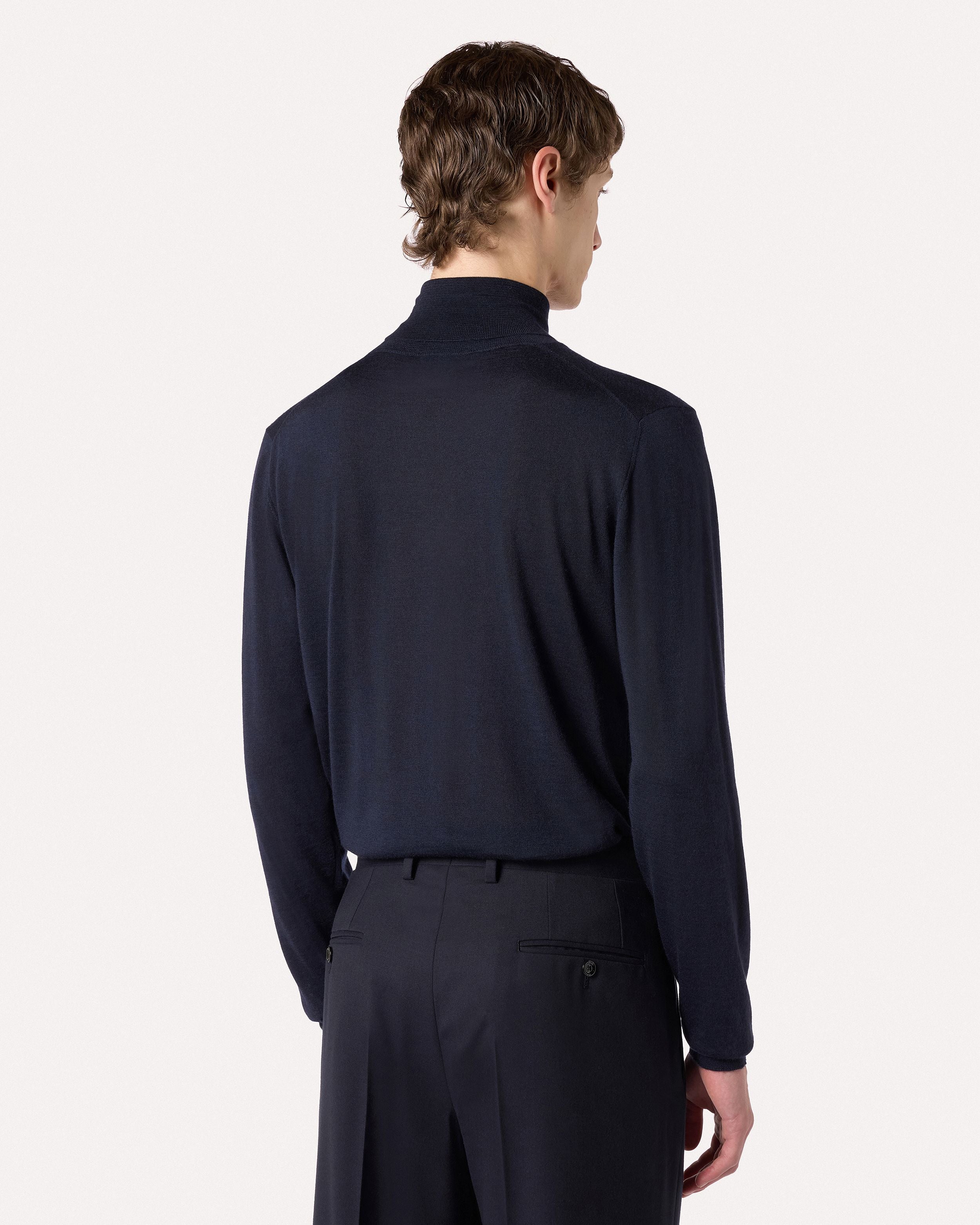 Dolcevita blu in lana, seta e cashmere BLUE Lardini 5