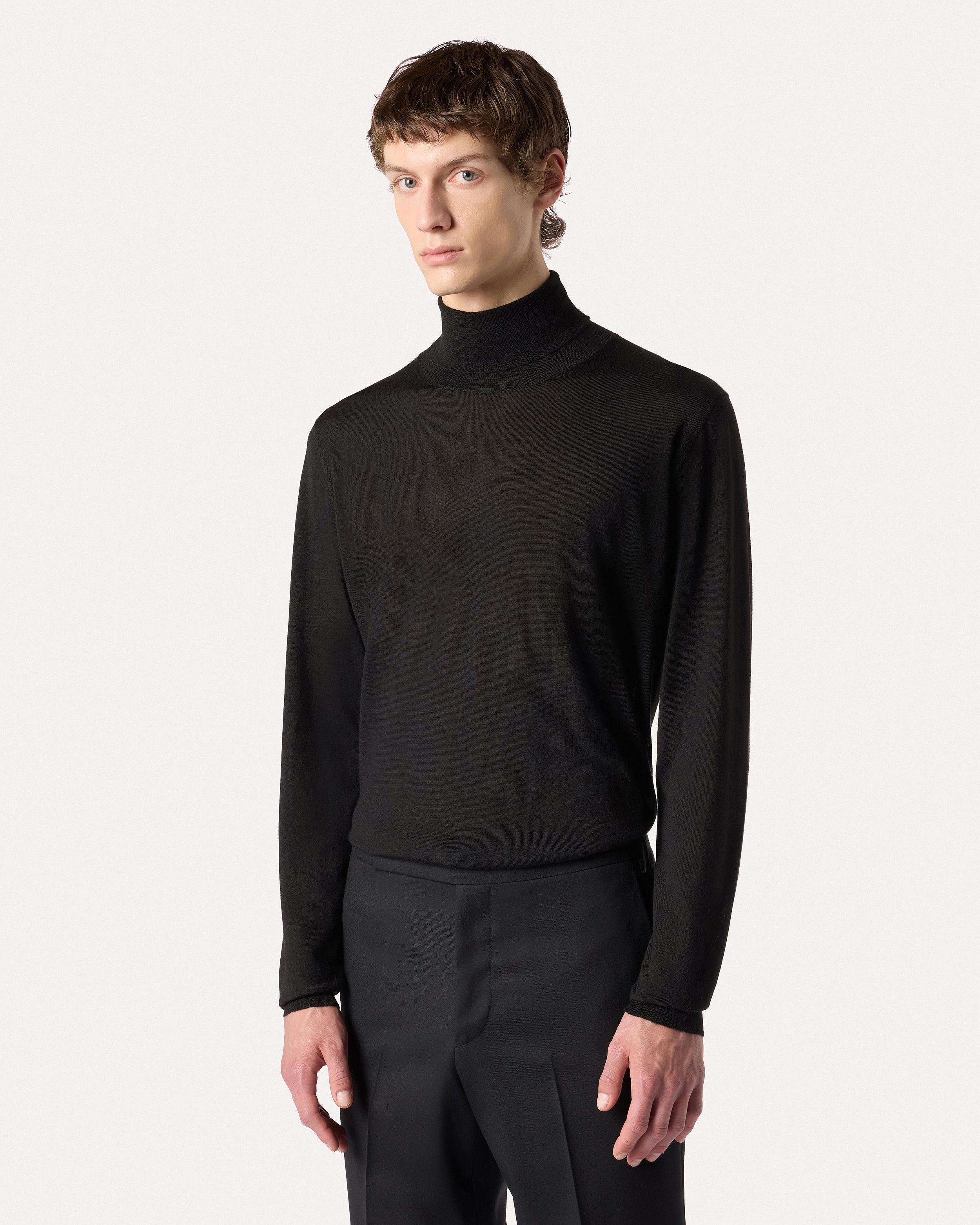 Dolcevita nero in lana, seta e cashmere BLACK Lardini 4