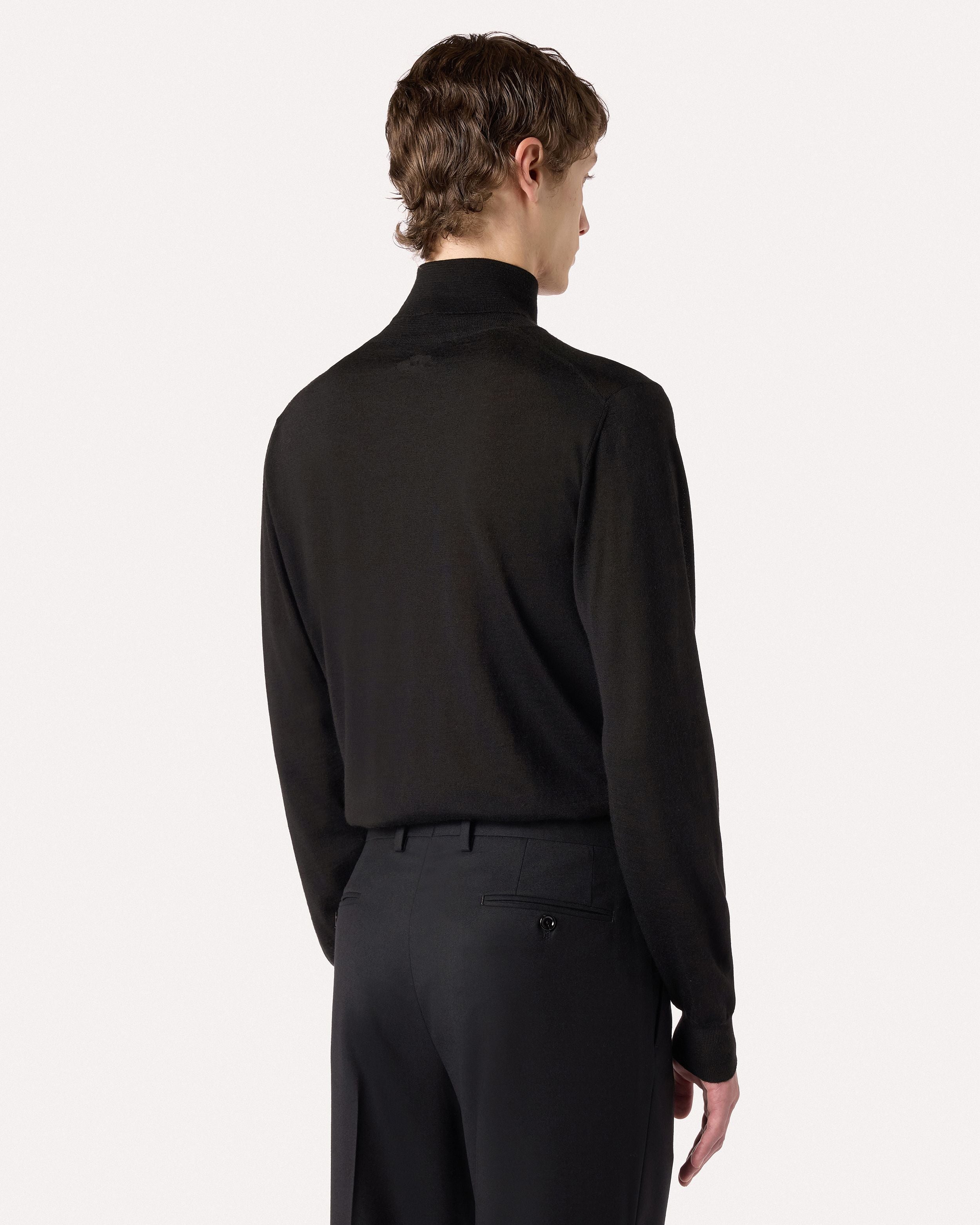 Dolcevita nero in lana, seta e cashmere BLACK Lardini 5