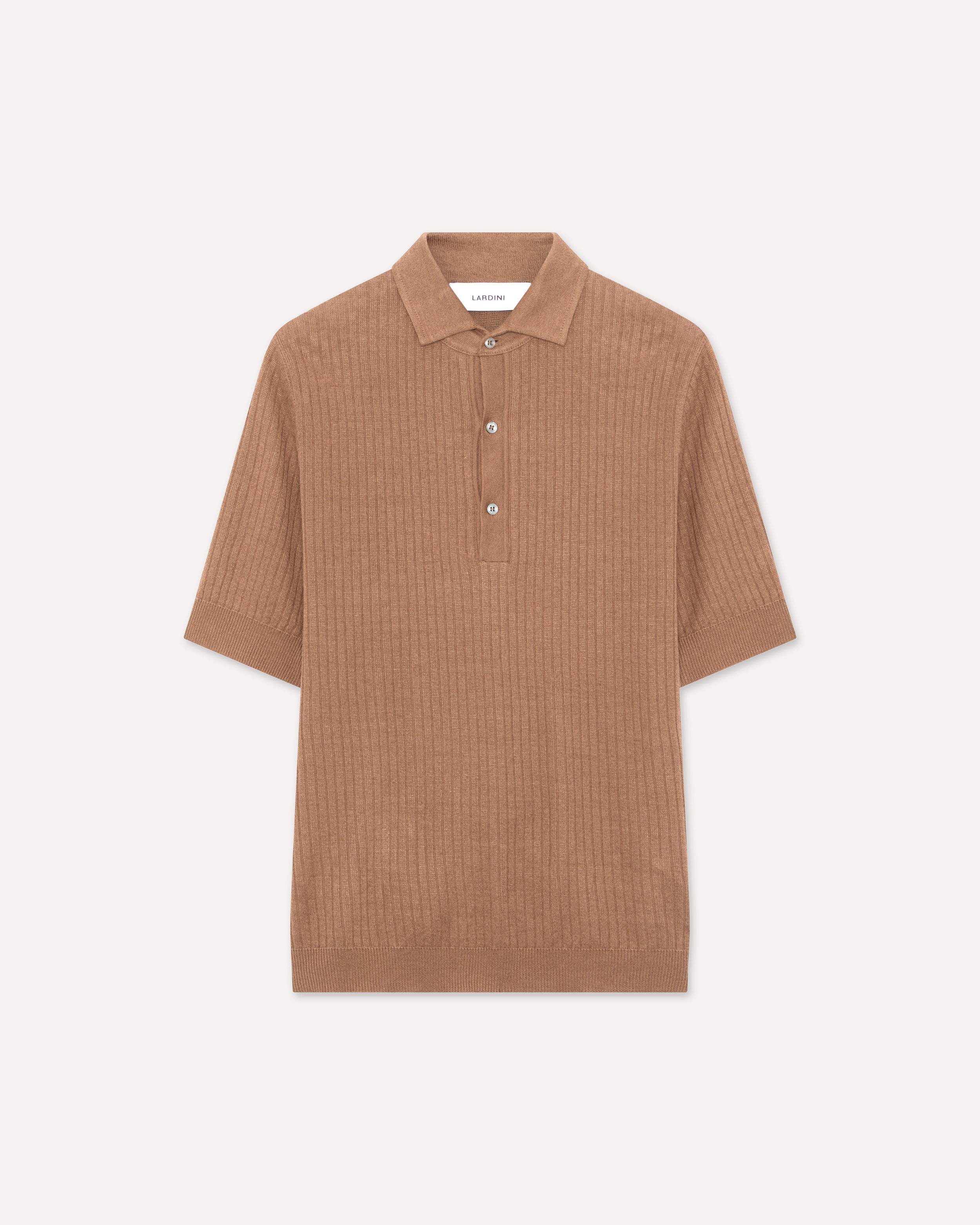 Brown short-sleeve knit polo BROWN/RUST Lardini 1