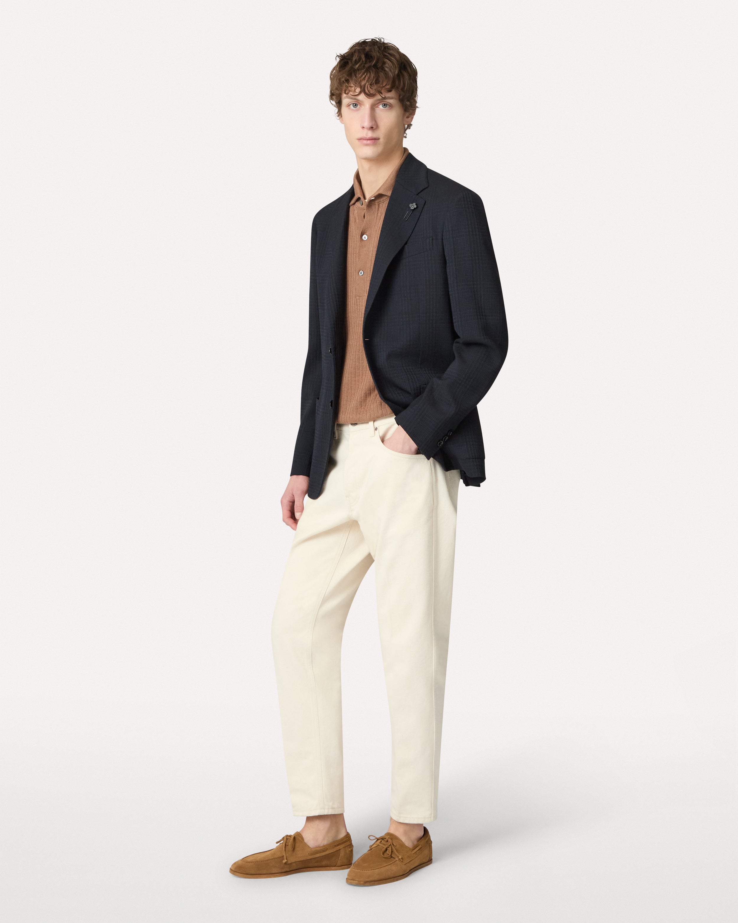 Brown short-sleeve knit polo BROWN/RUST Lardini 2