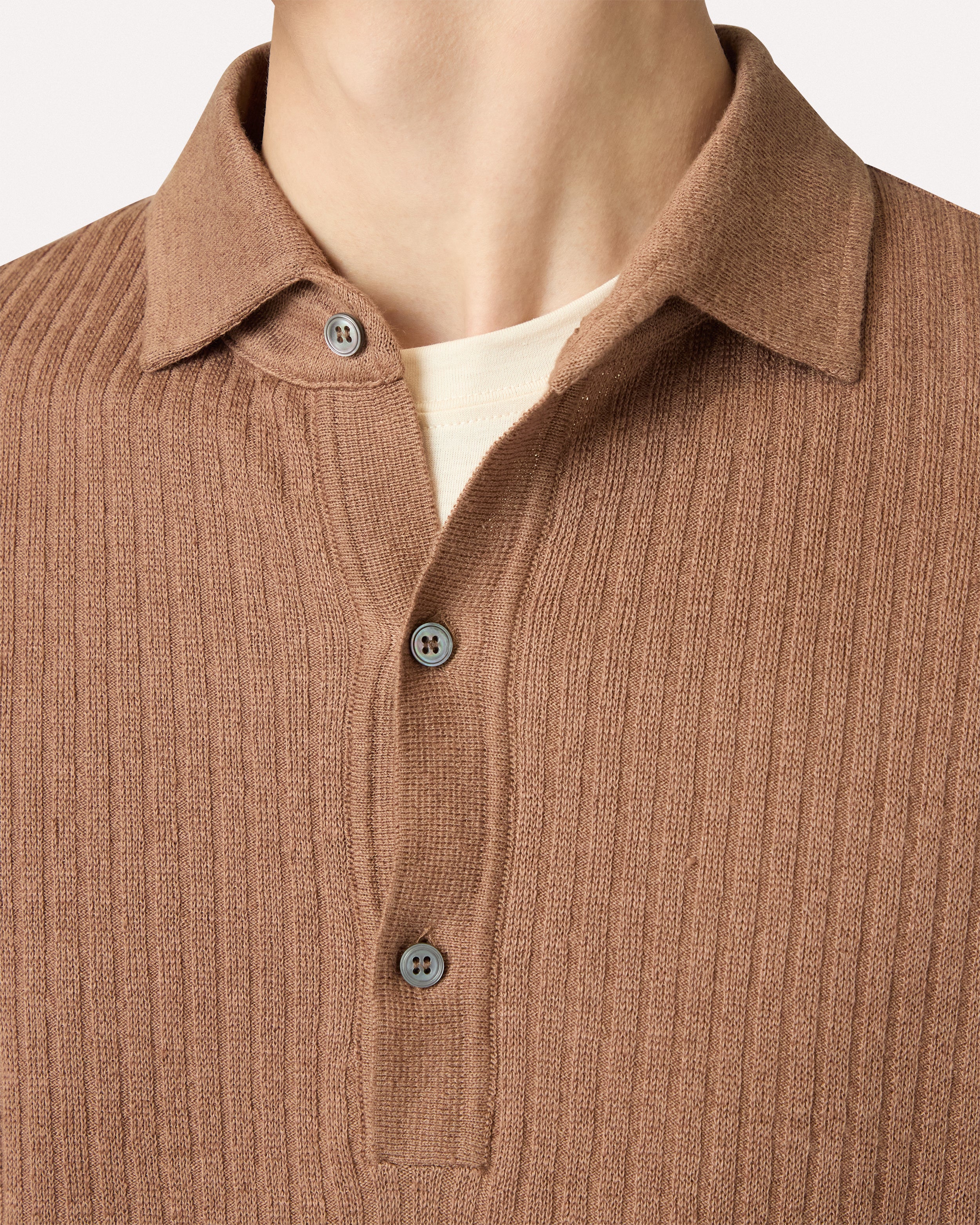 Brown short-sleeve knit polo BROWN/RUST Lardini 4