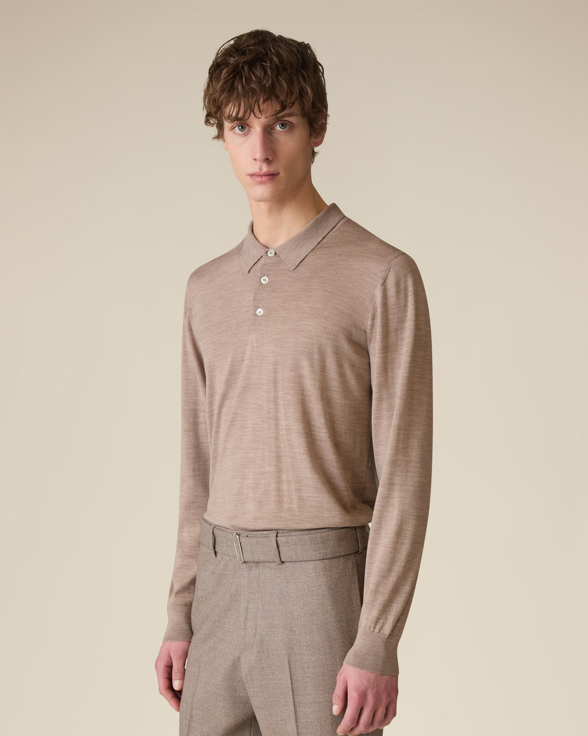 Polo aus extrafeiner Wolle in Haselnussfarbe HAZELNUT Lardini 3