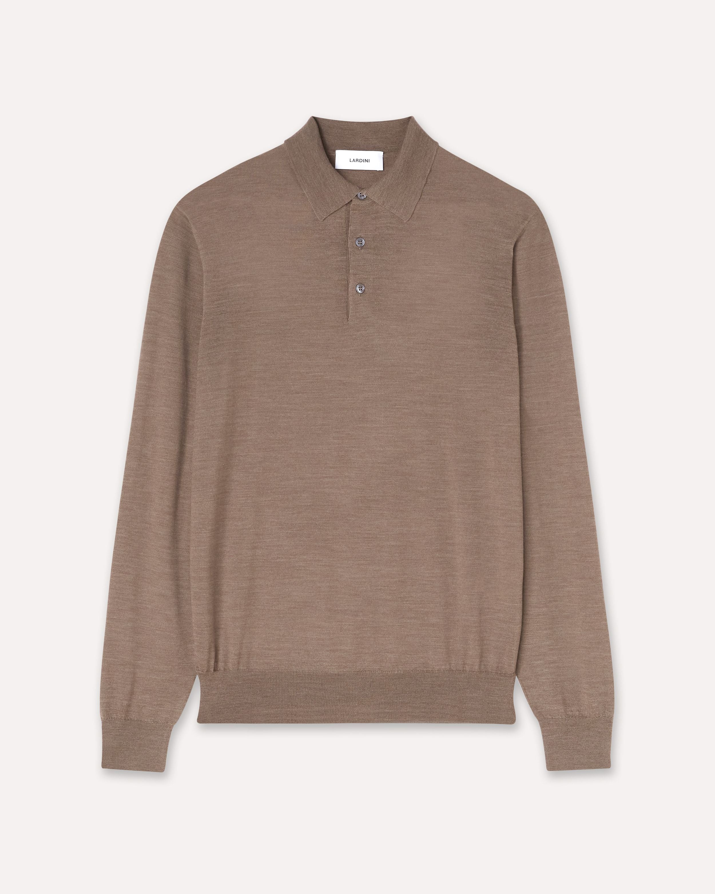 Hazelnut polo in superfine merino wool HAZELNUT Lardini 1