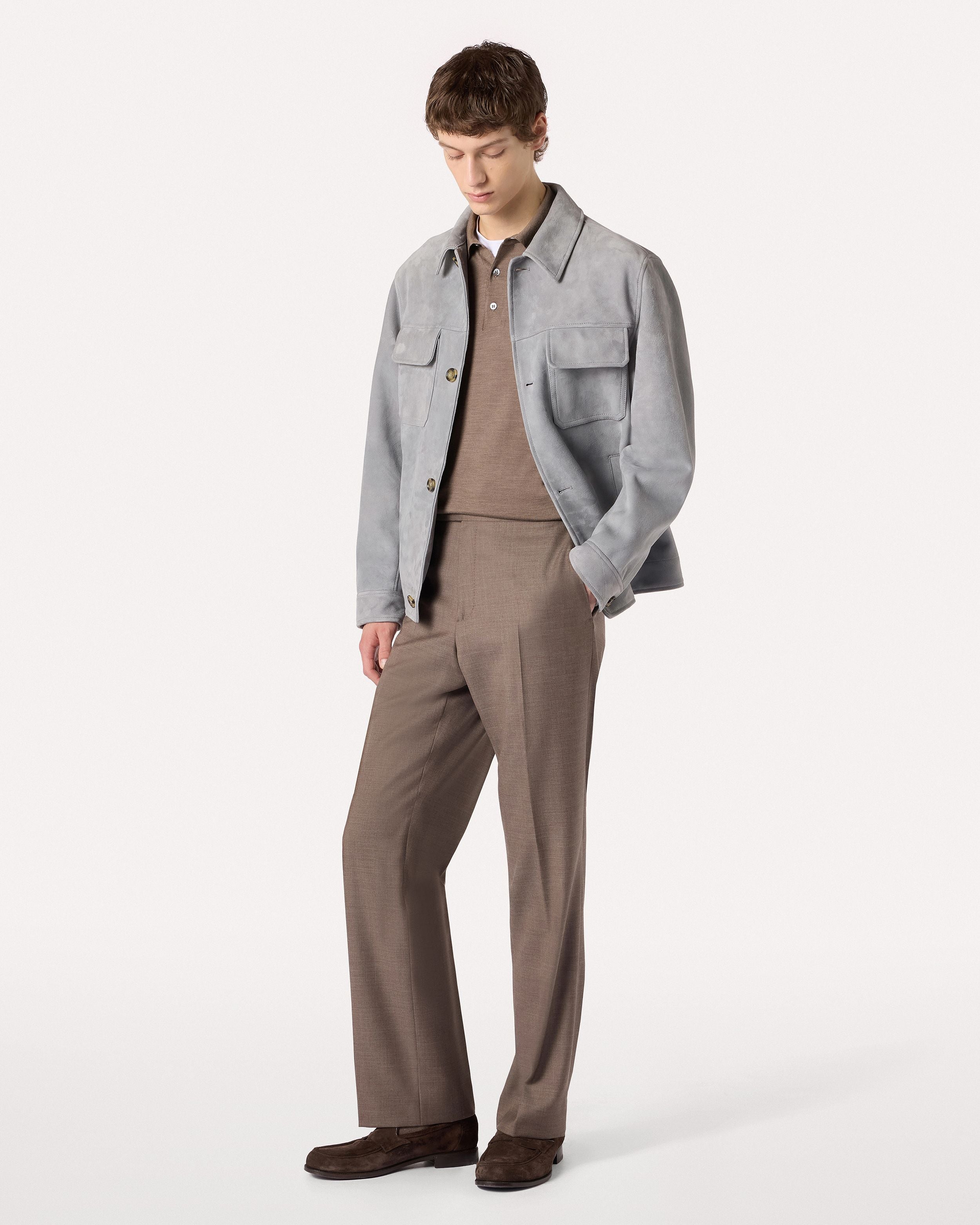 Hazelnut polo in superfine merino wool HAZELNUT Lardini 2