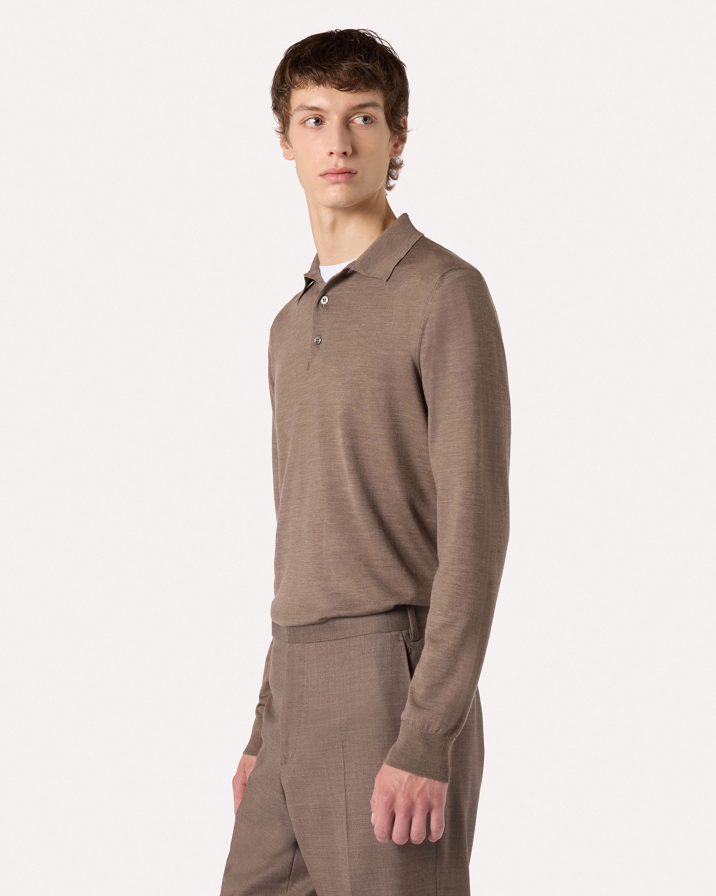 Hazelnut polo in superfine merino wool HAZELNUT Lardini 4
