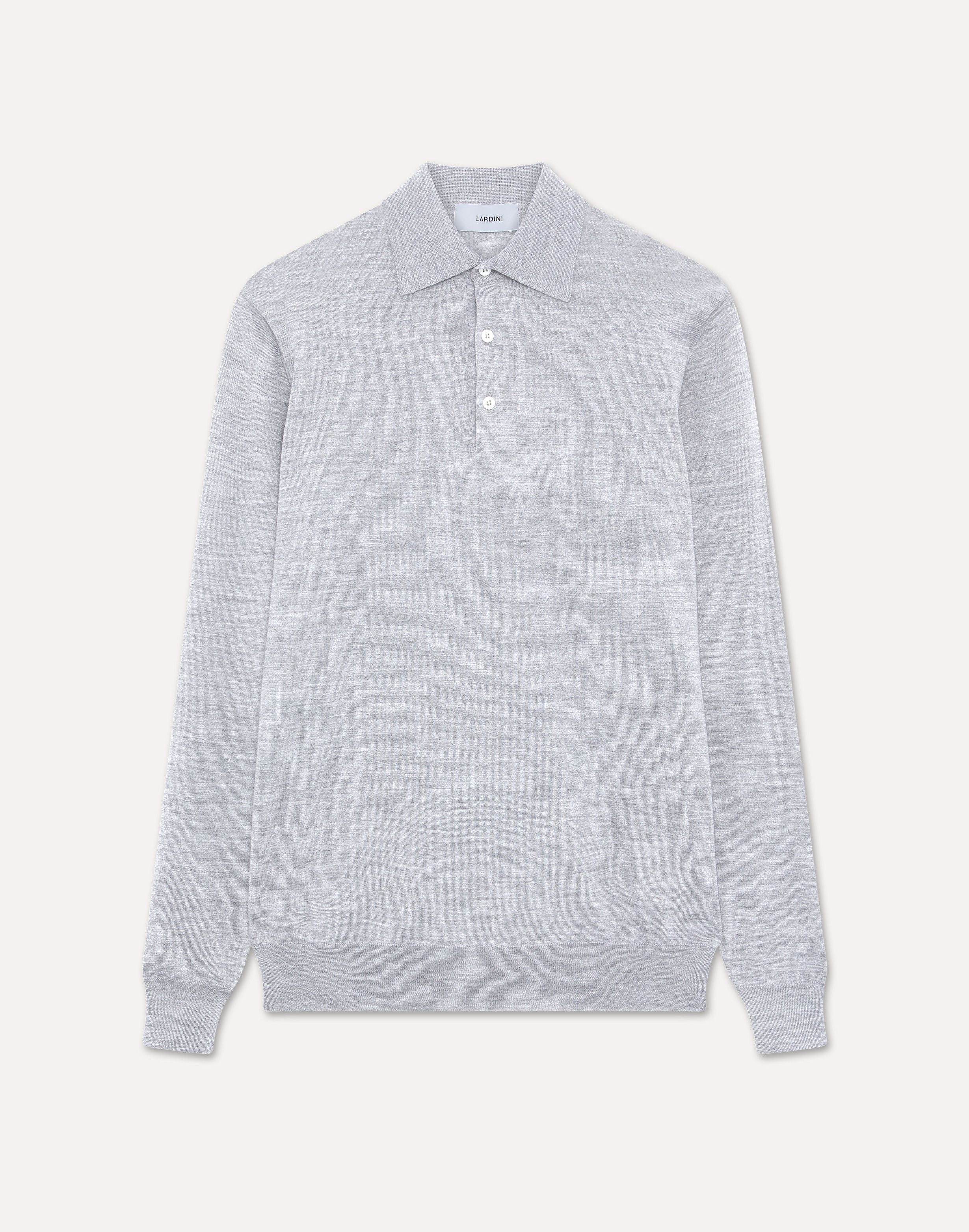 Polo grigia a manica lunga con bottoni in lana, seta e cashmere GREY Lardini 1
