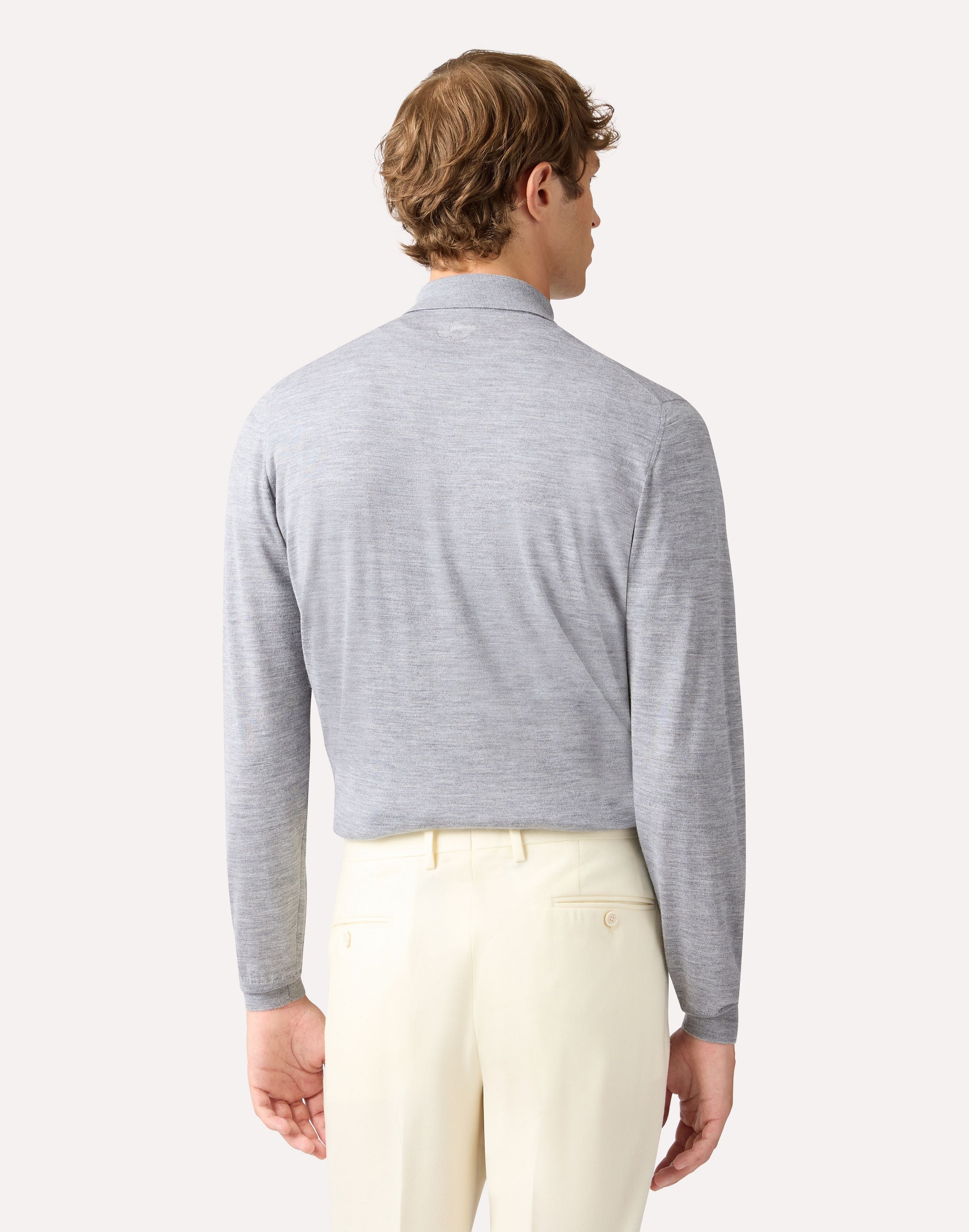 Polo grigia a manica lunga con bottoni in lana, seta e cashmere GREY Lardini 5
