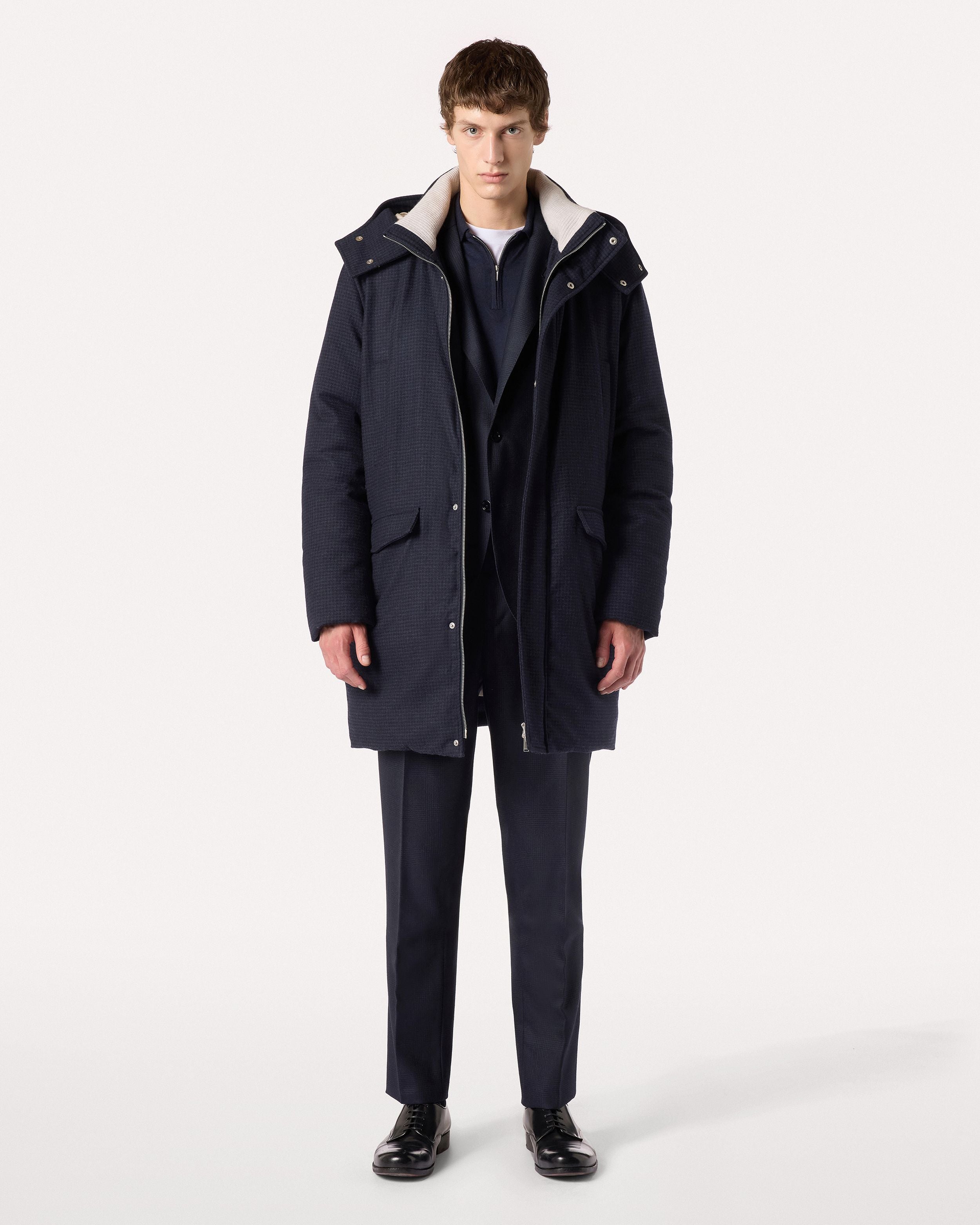 Polo blu a manica lunga in lana, seta e cashmere con zip BLUE Lardini 2