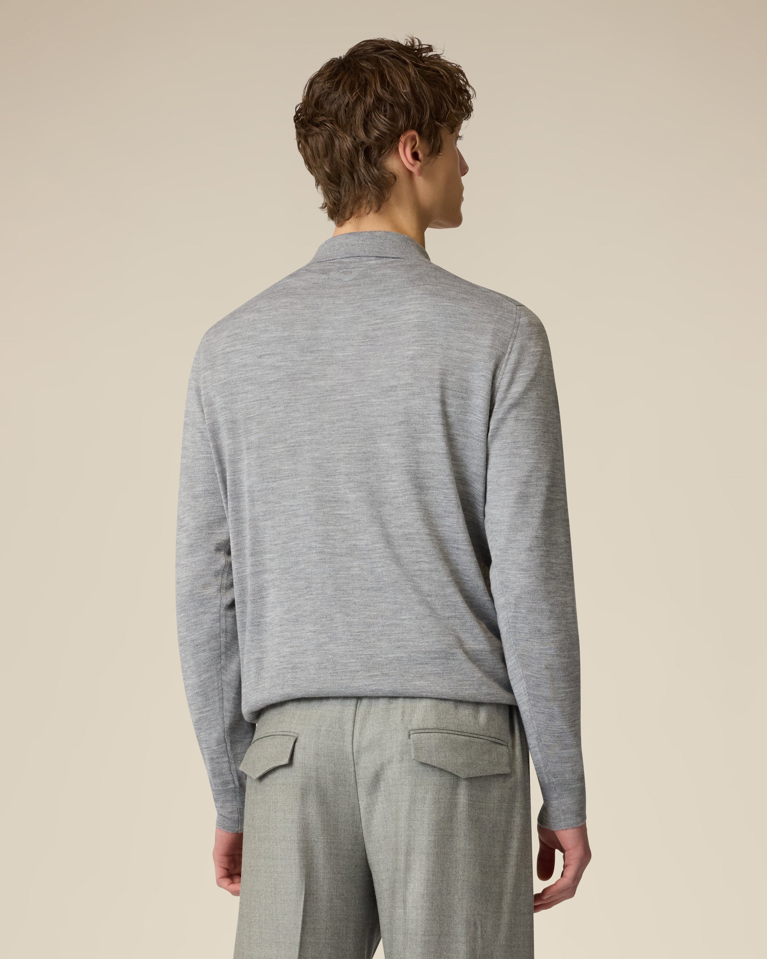 Polo zippé en laine; soie et cachemire gris GREY Lardini 5