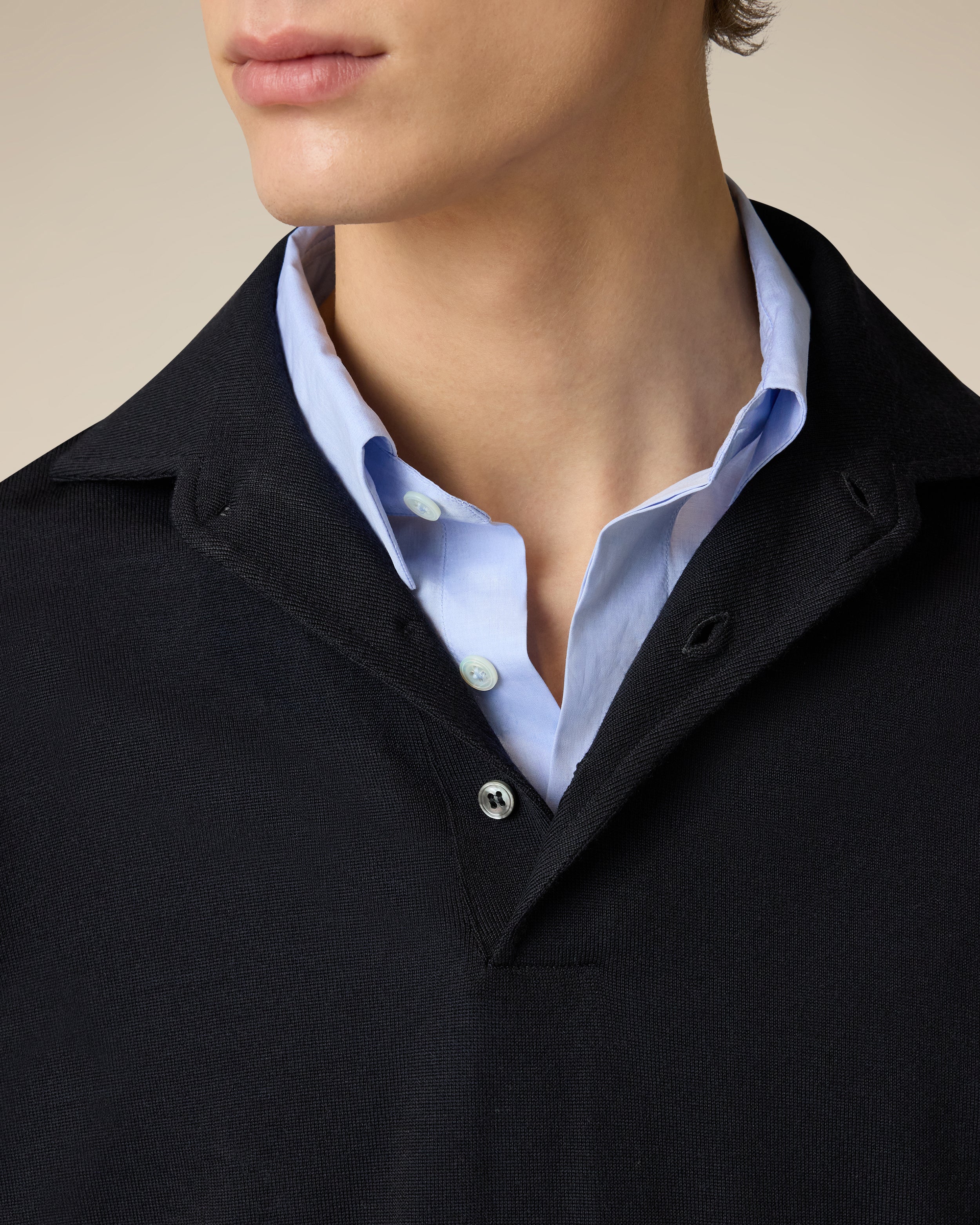 Blue polo in superfine merino wool BLUE Lardini 3