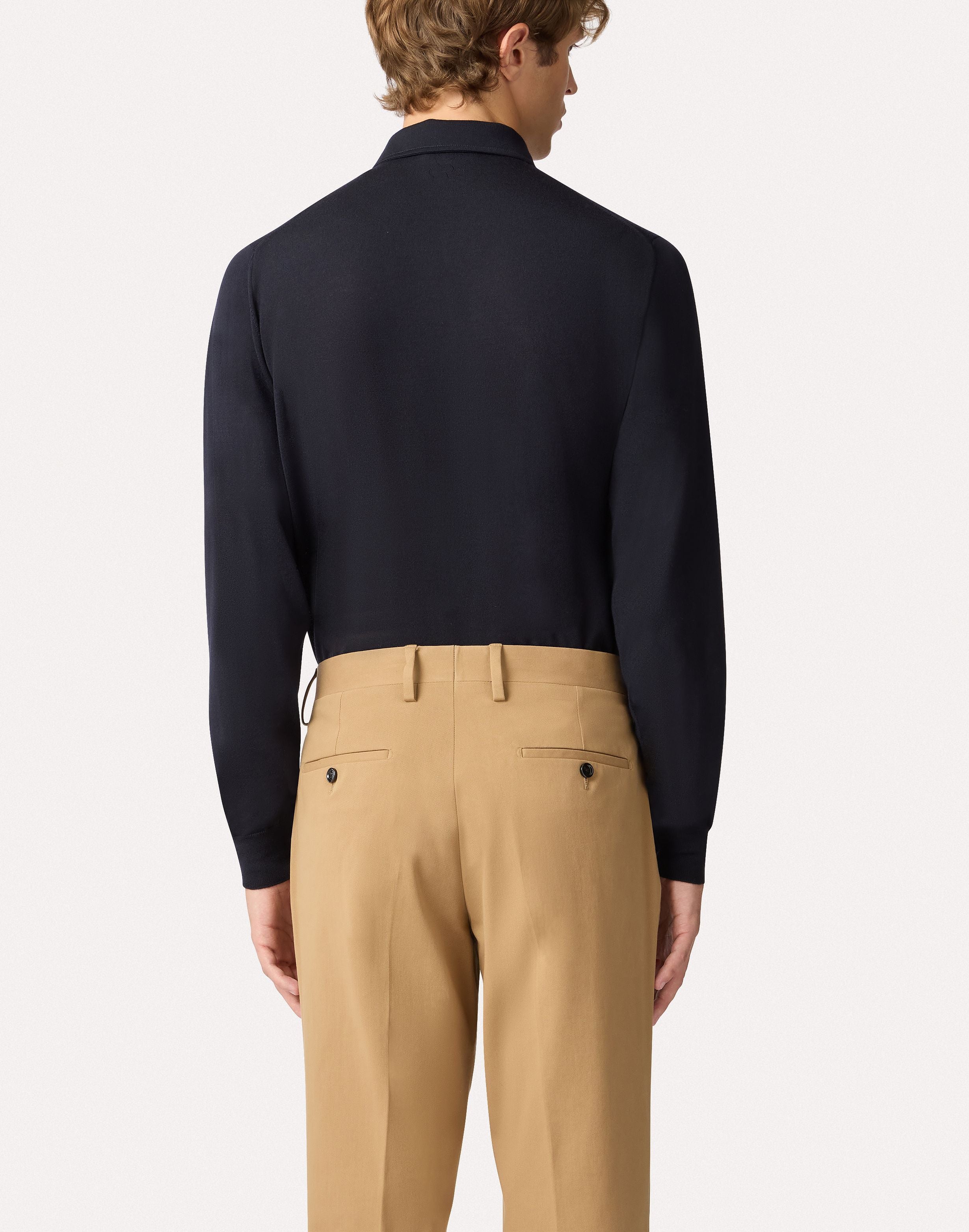 Polo manica lunga blu con collo sostenuto BLUE Lardini 5