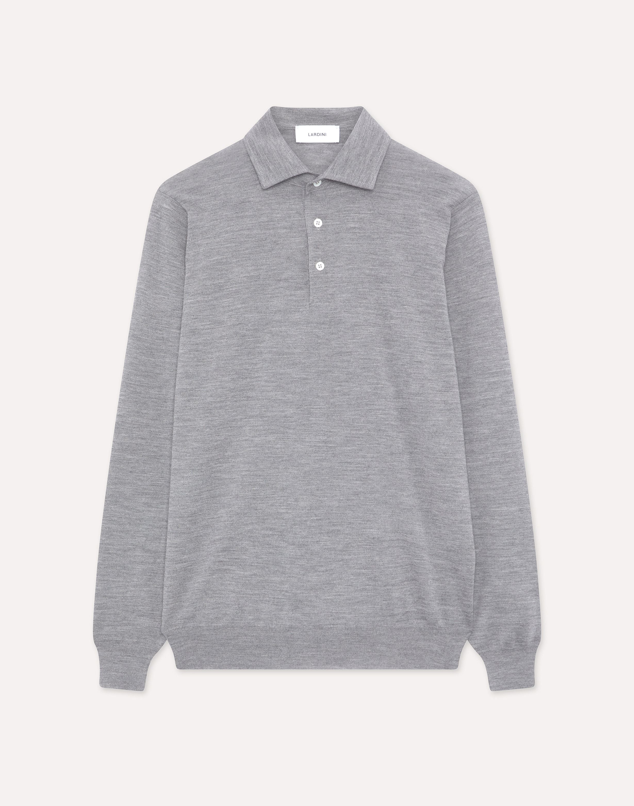 Long-sleeve grey polo with structured shirt collar GREY Lardini 1