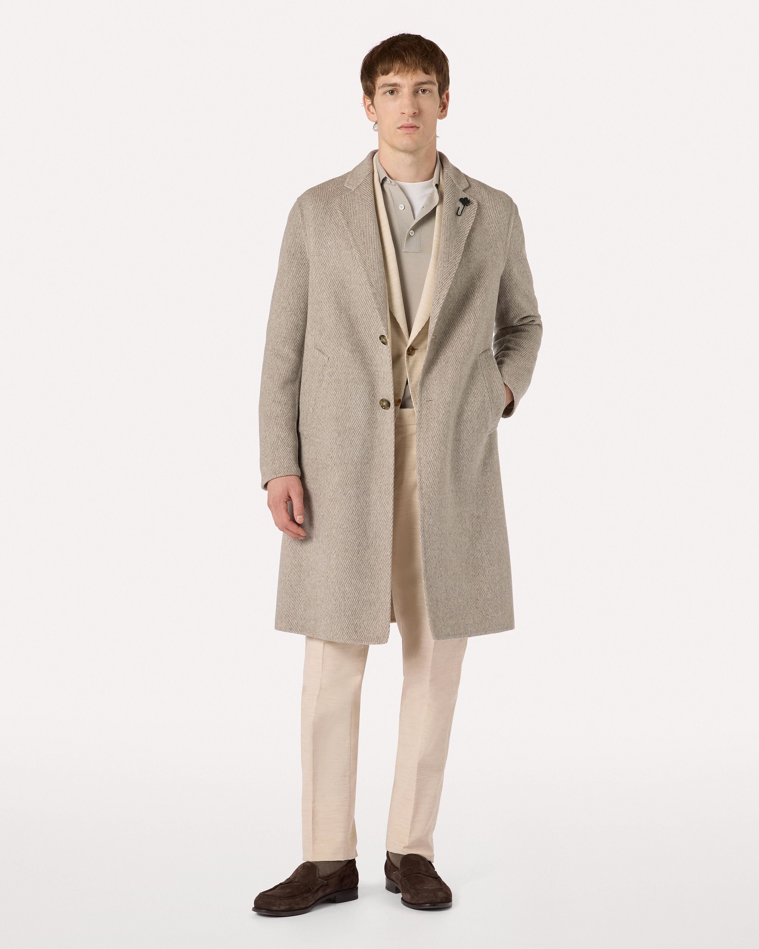 Polo greige a manica lunga con bottoni BEIGE Lardini 2