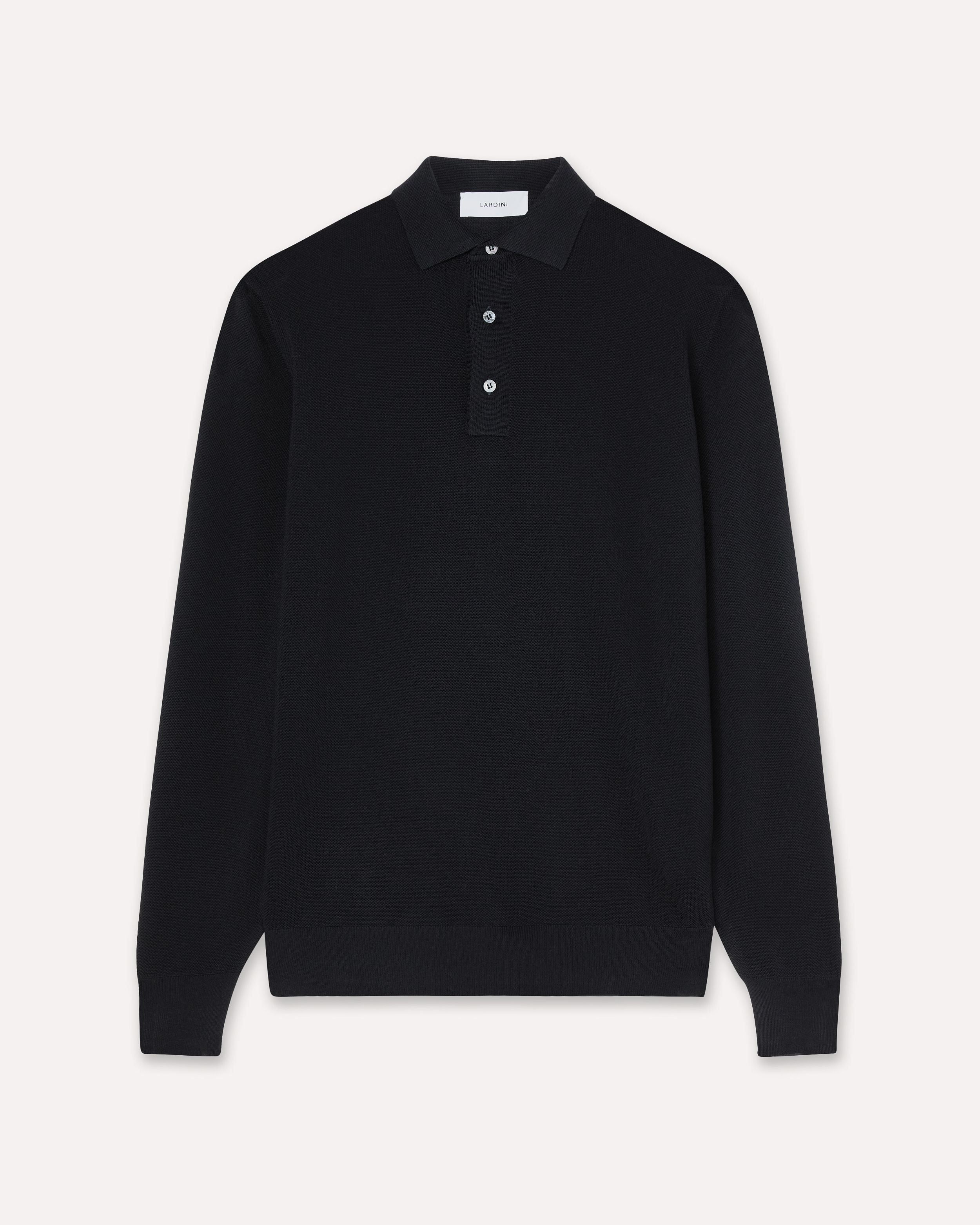Polo blu a manica lunga con bottoni BLUE Lardini