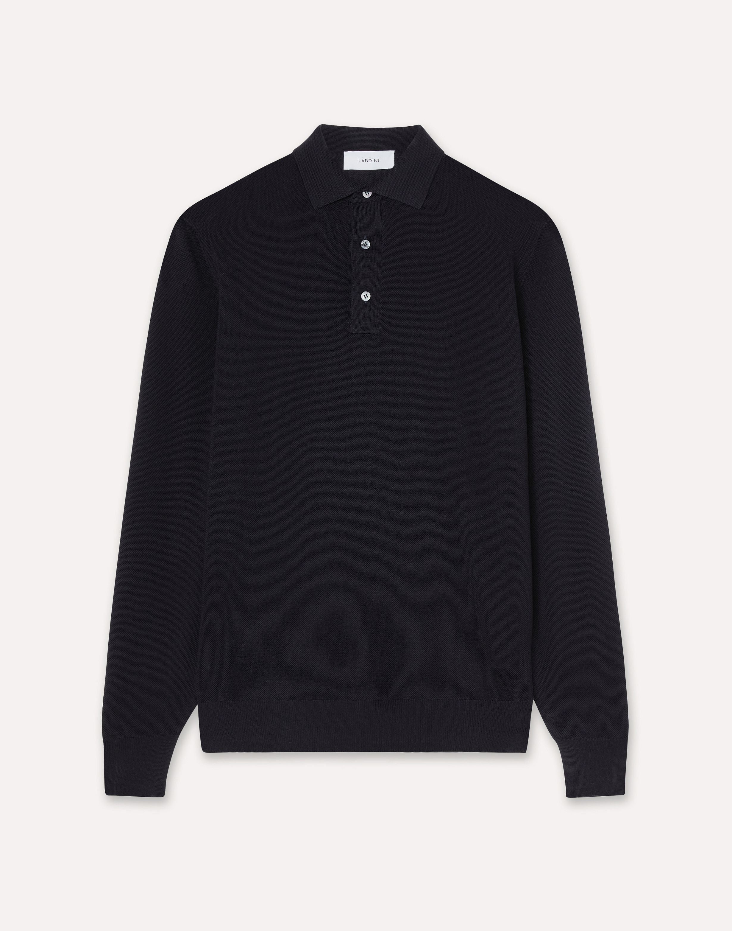 Polo blu a manica lunga con bottoni BLUE Lardini 1