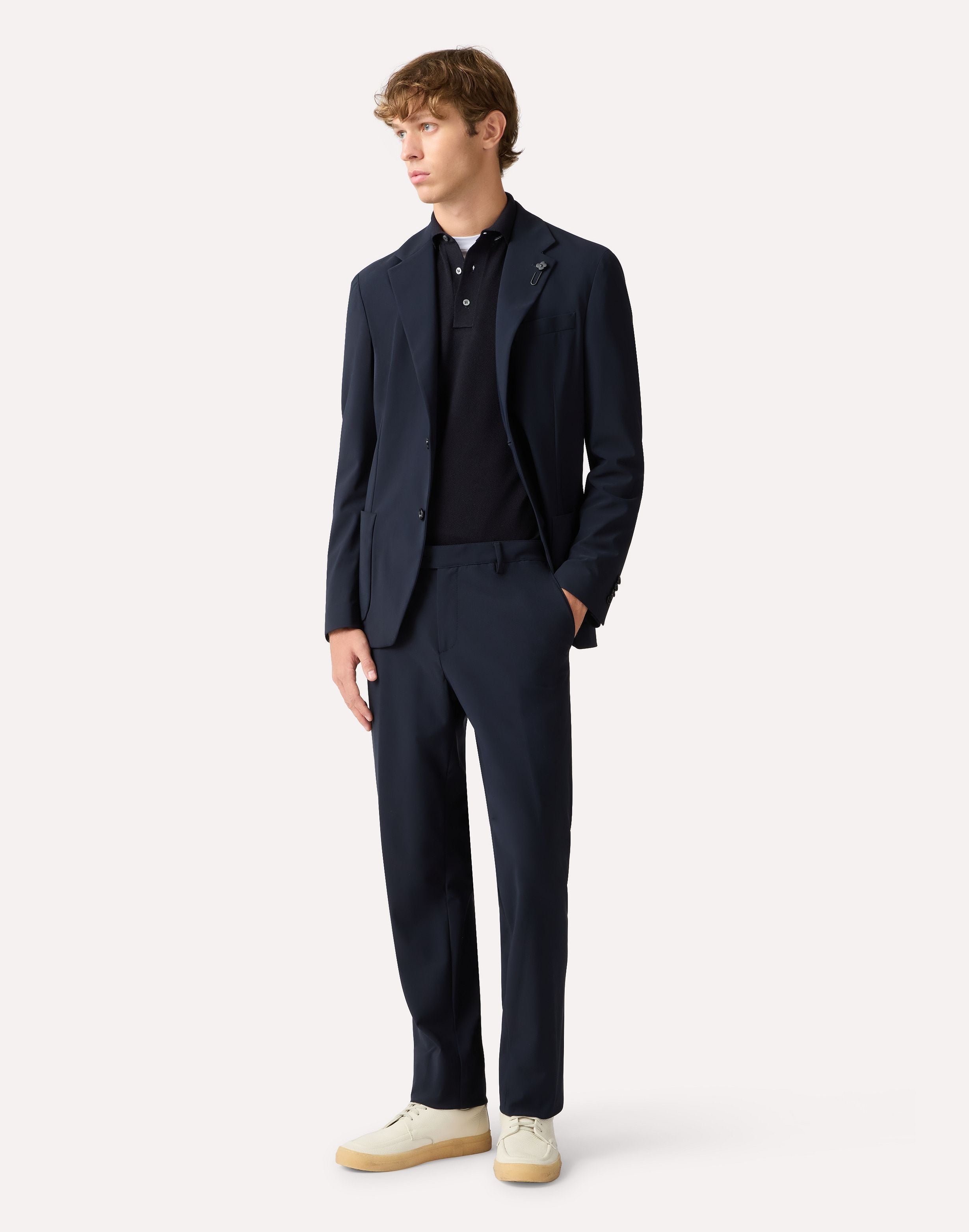 Polo blu a manica lunga con bottoni BLUE Lardini 2