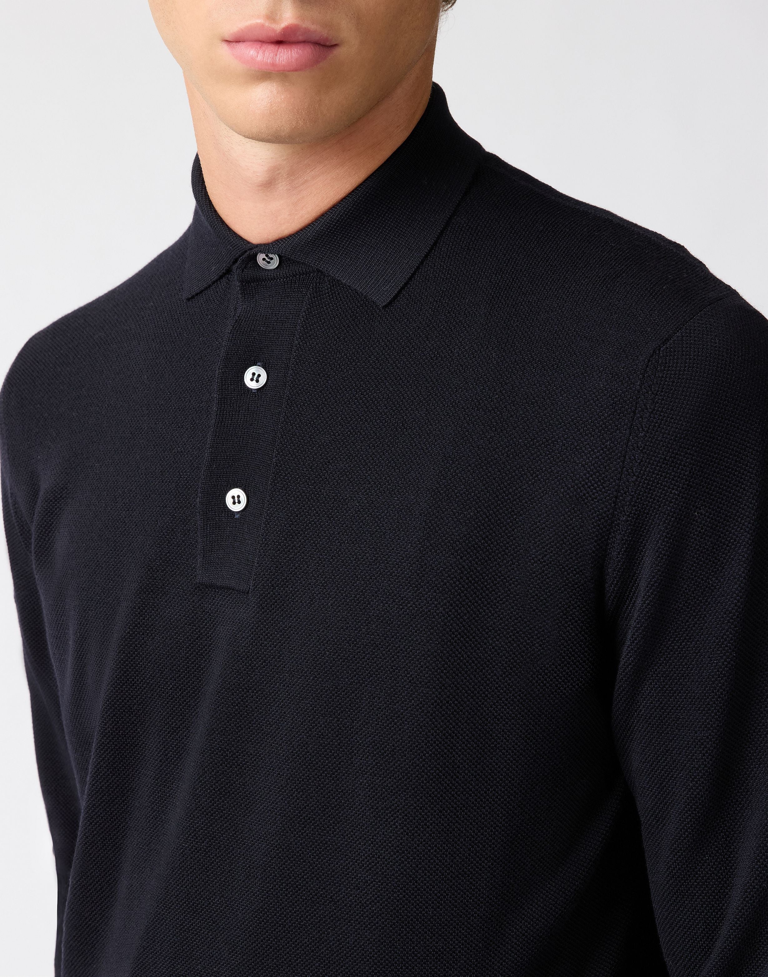 Blue long-sleeve polo with buttons BLUE Lardini 3