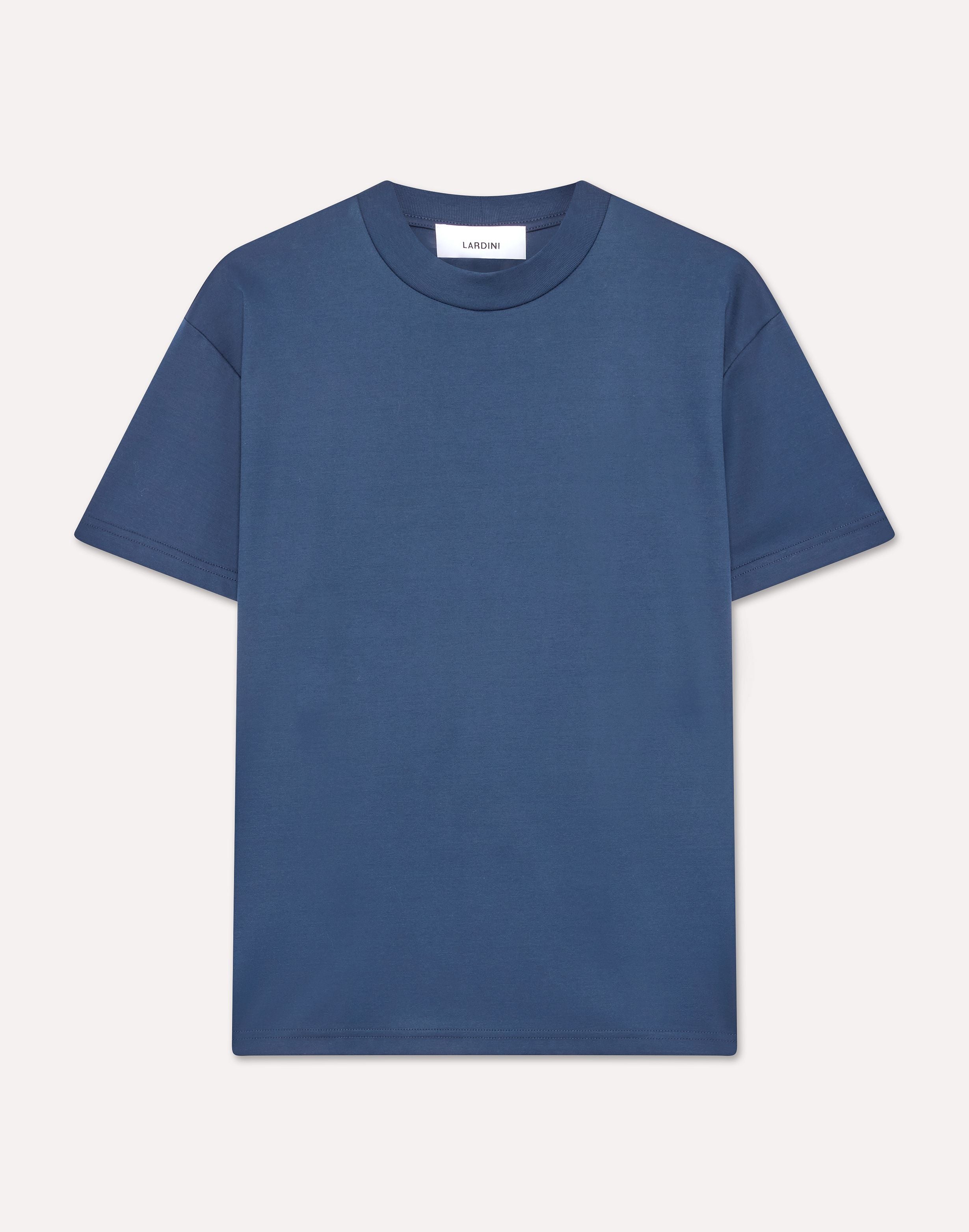 Blue crew neck T-shirt in mercerized Pima cotton BLUE Lardini 2