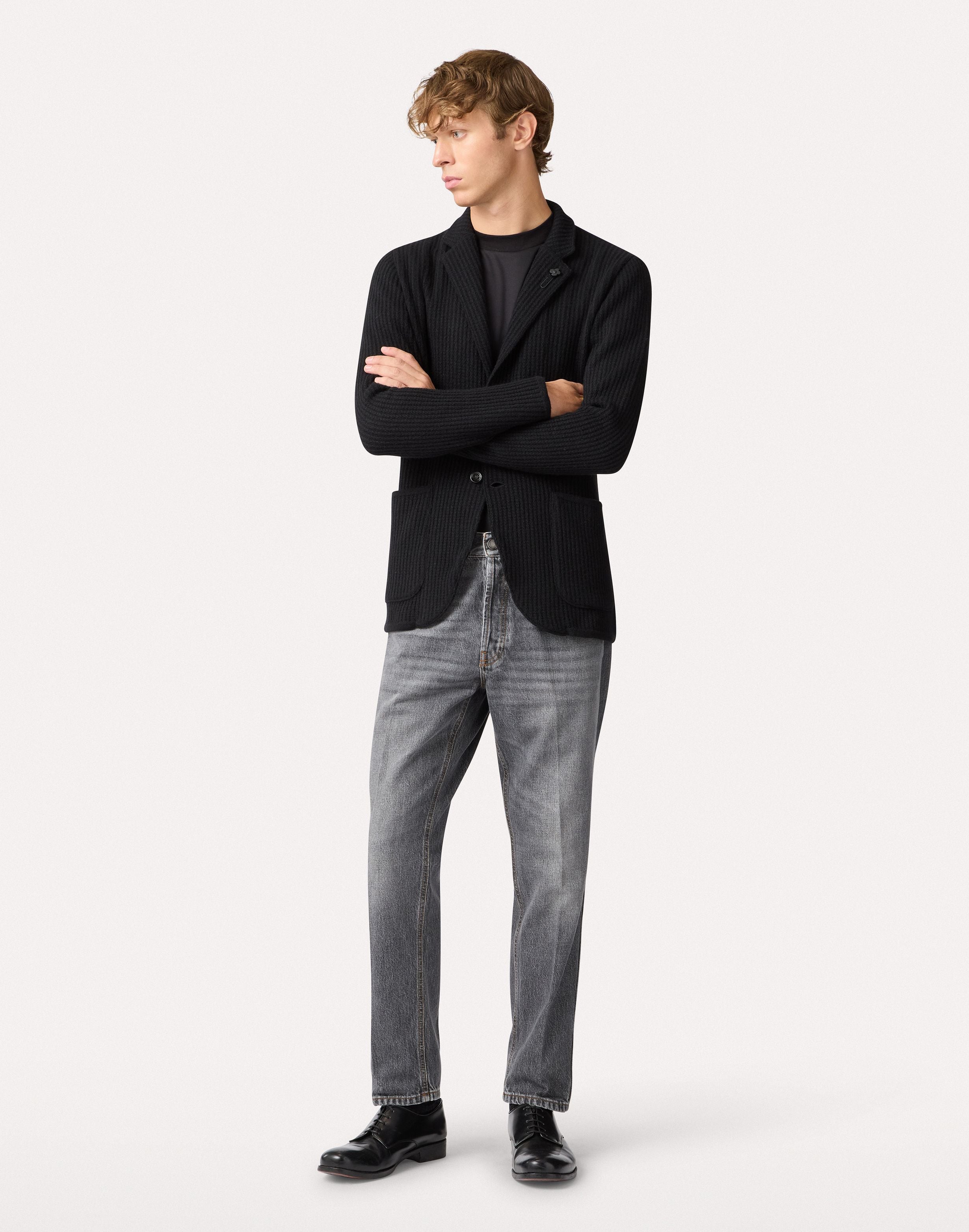 T-shirt girocollo nera in cotone BLACK Lardini 2
