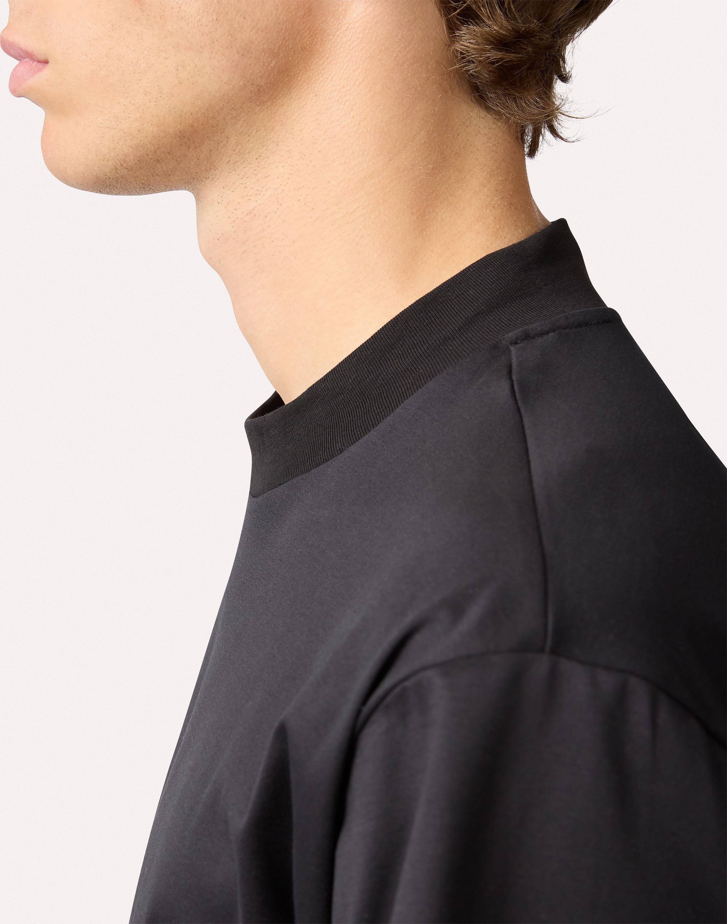 T-shirt girocollo nera in cotone BLACK Lardini 3