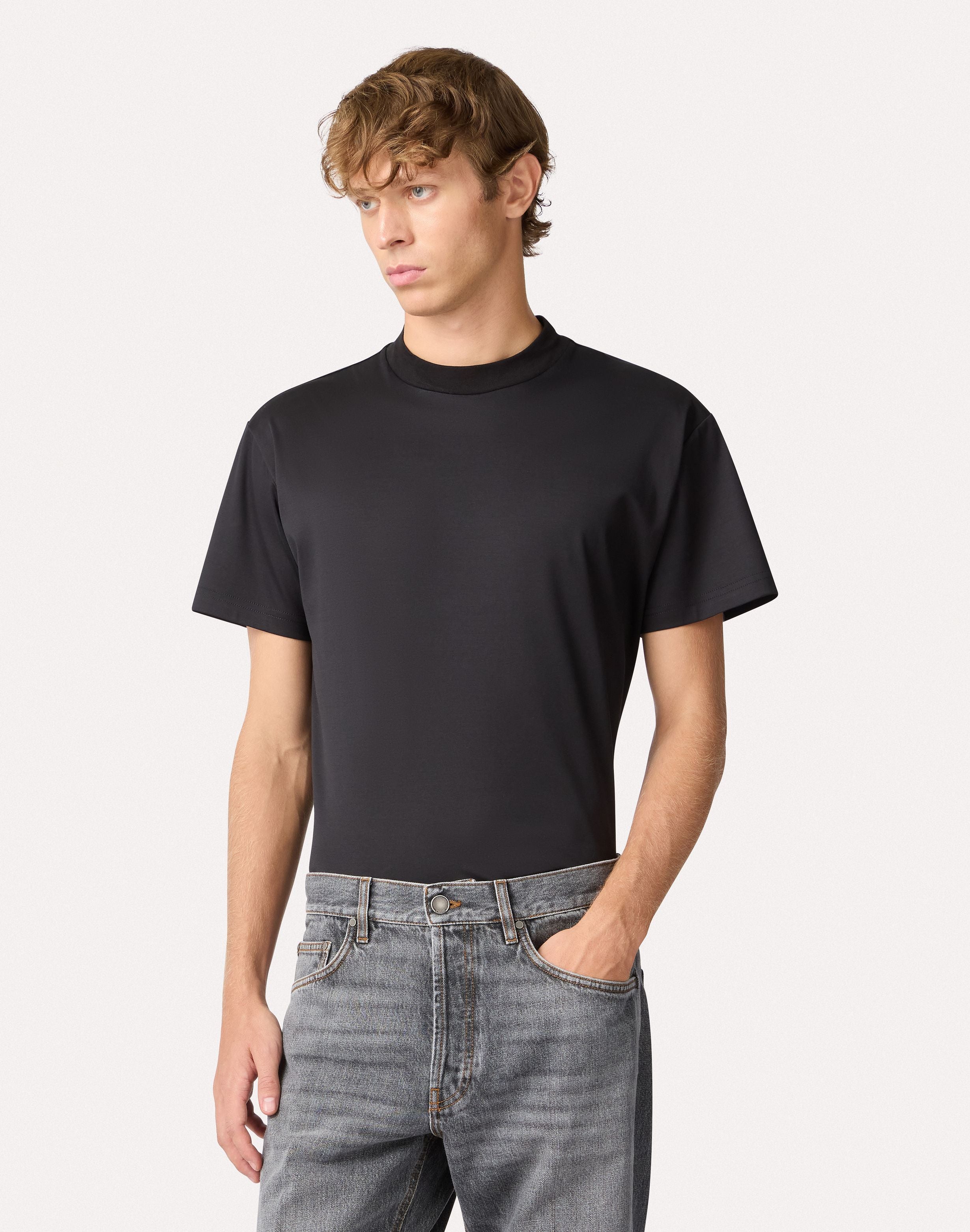 T-shirt girocollo nera in cotone BLACK Lardini 4