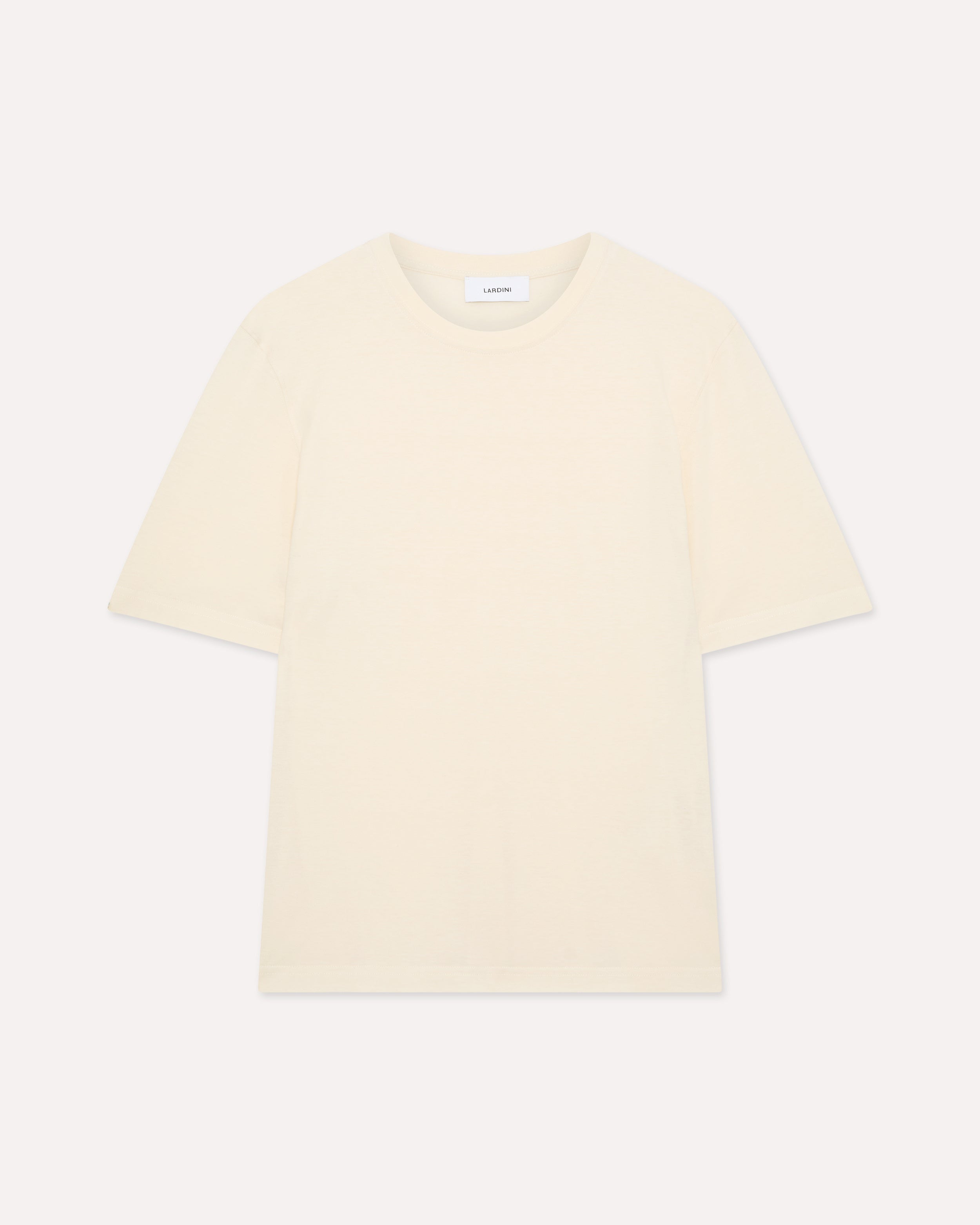 Cotton and silk T-shirt in cream CREAM Lardini 1