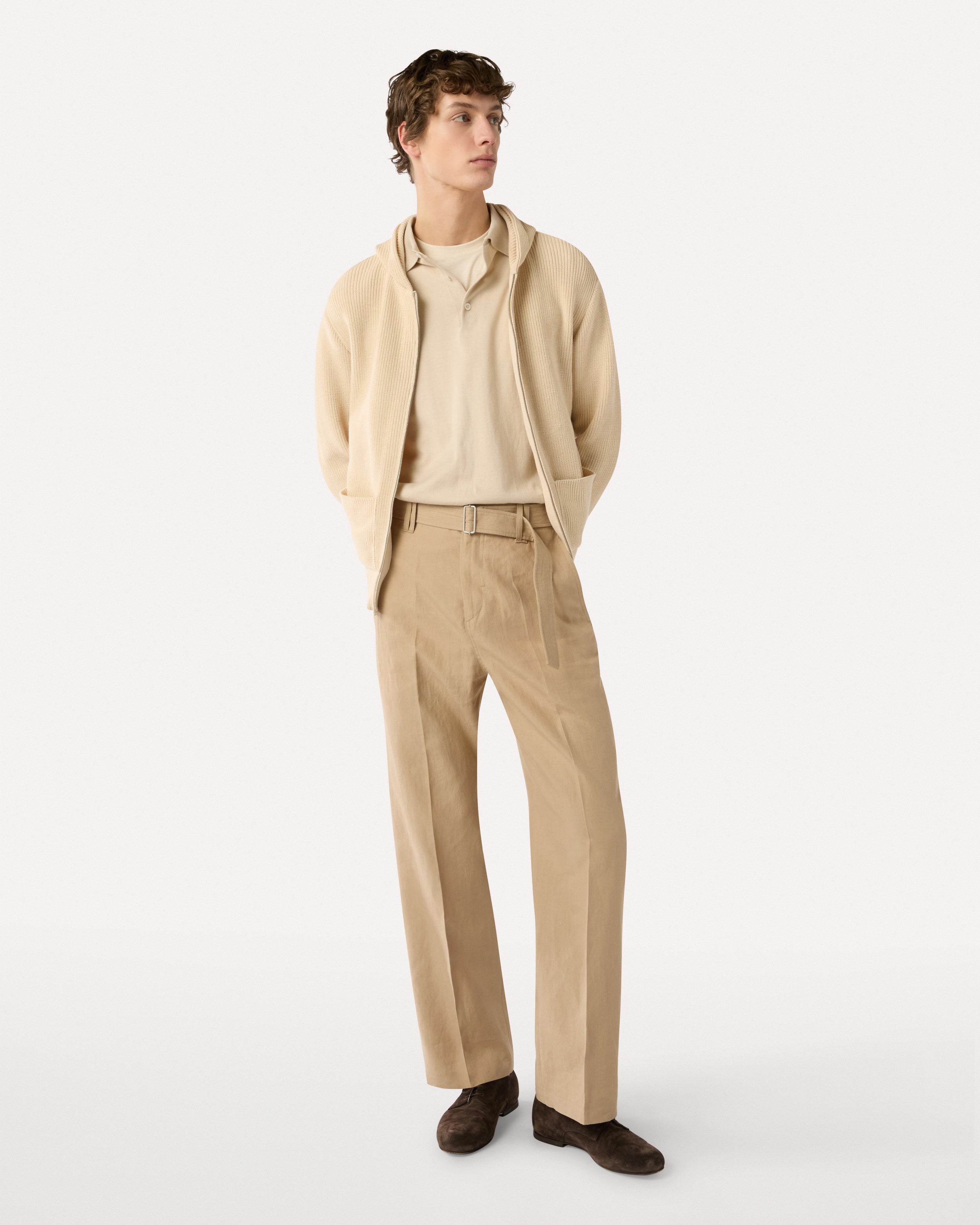 Cotton and silk T-shirt in cream CREAM Lardini 2