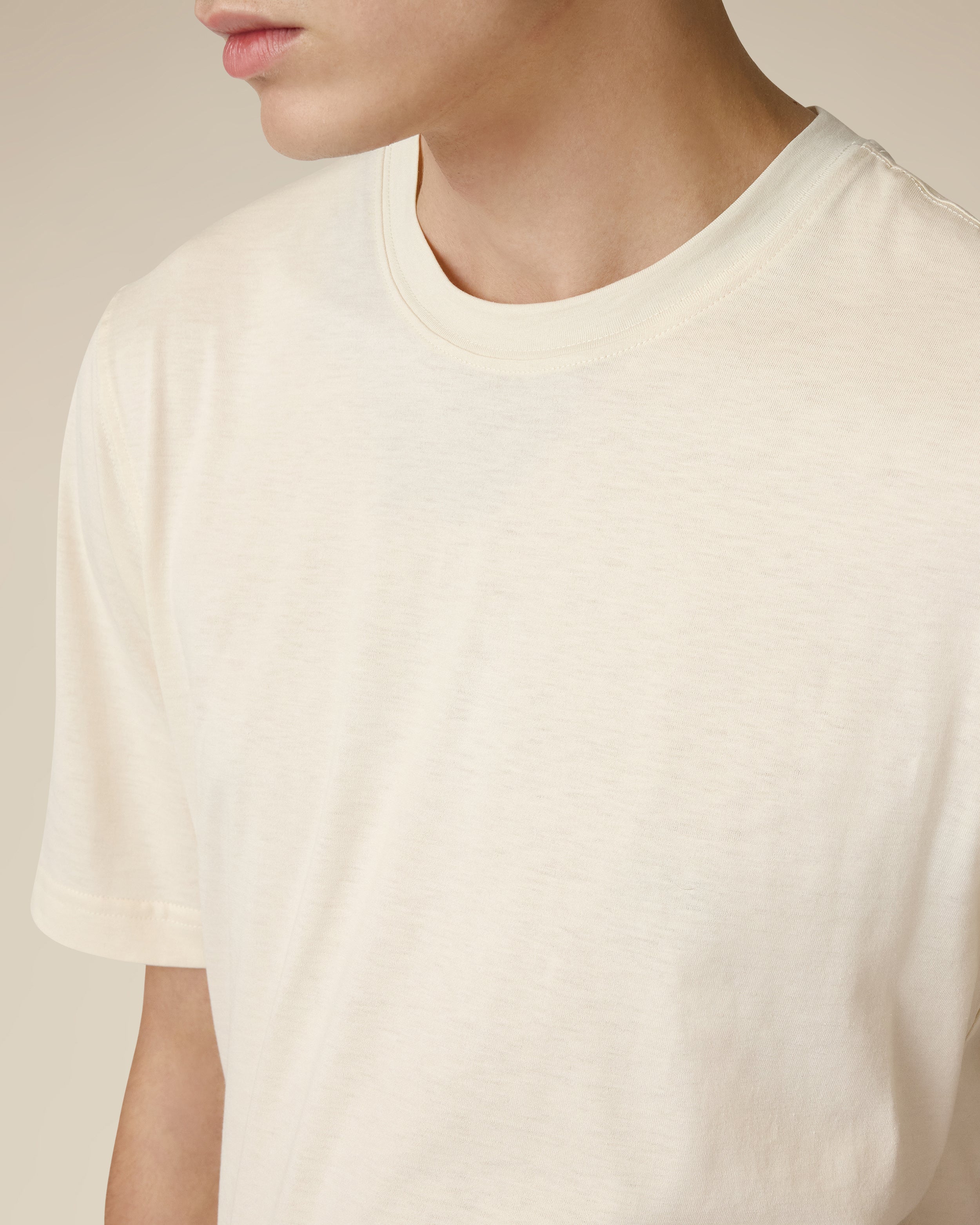 T-shirt in jersey di cotone e seta panna CREAM Lardini 3
