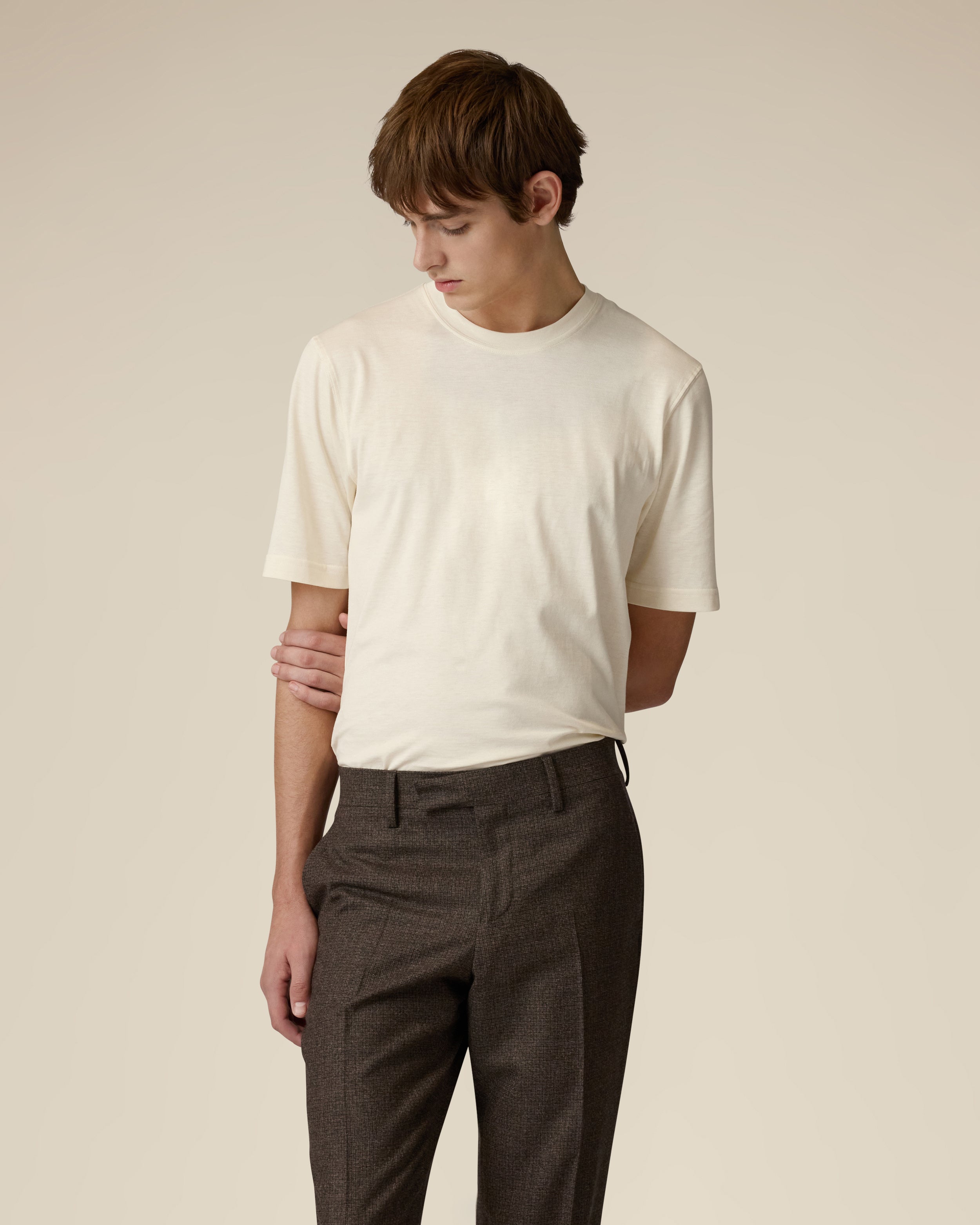 T-shirt in jersey di cotone e seta panna CREAM Lardini 4
