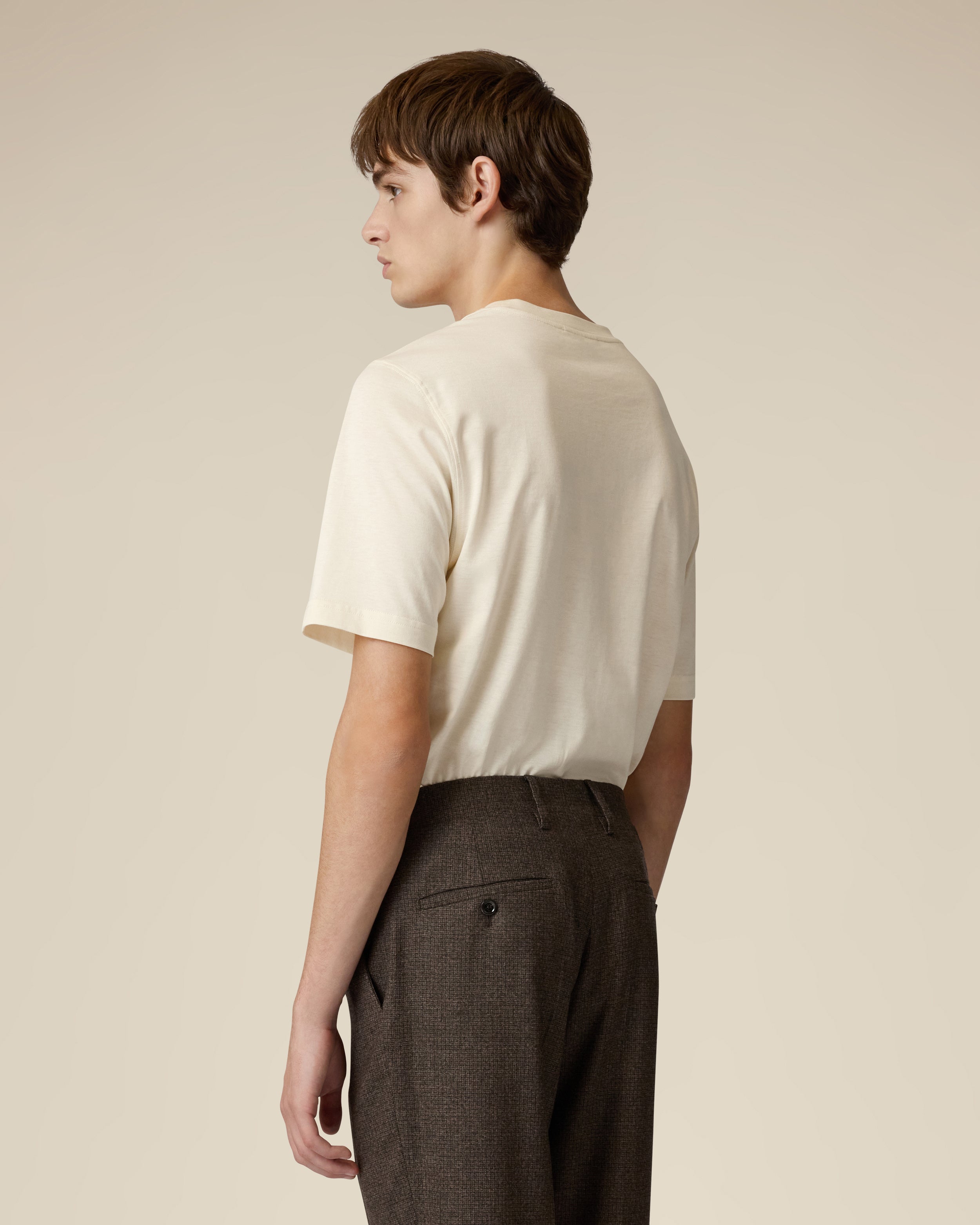 T-shirt in jersey di cotone e seta panna CREAM Lardini 5