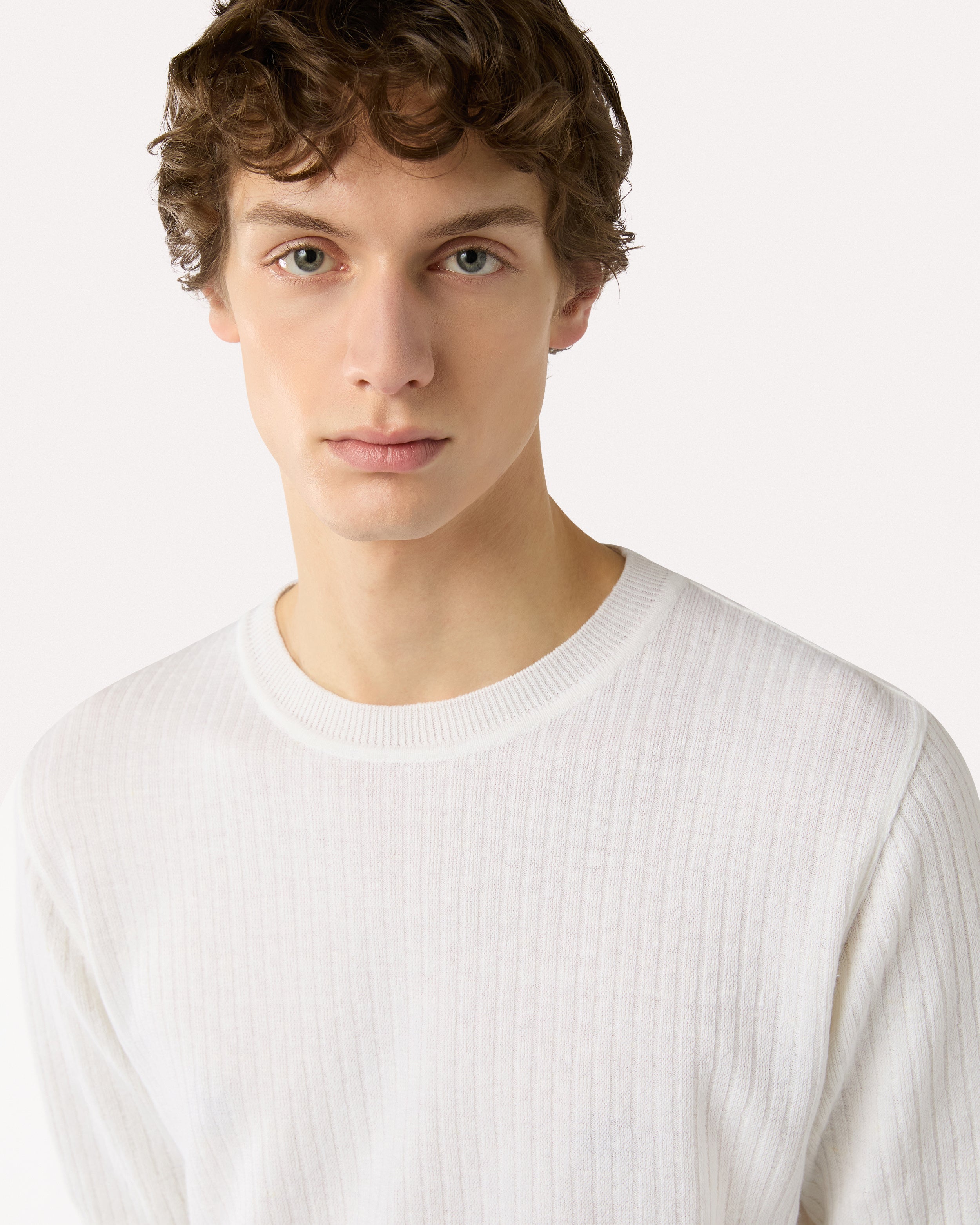 White T-shirt in linen and cotton WHITE Lardini 3