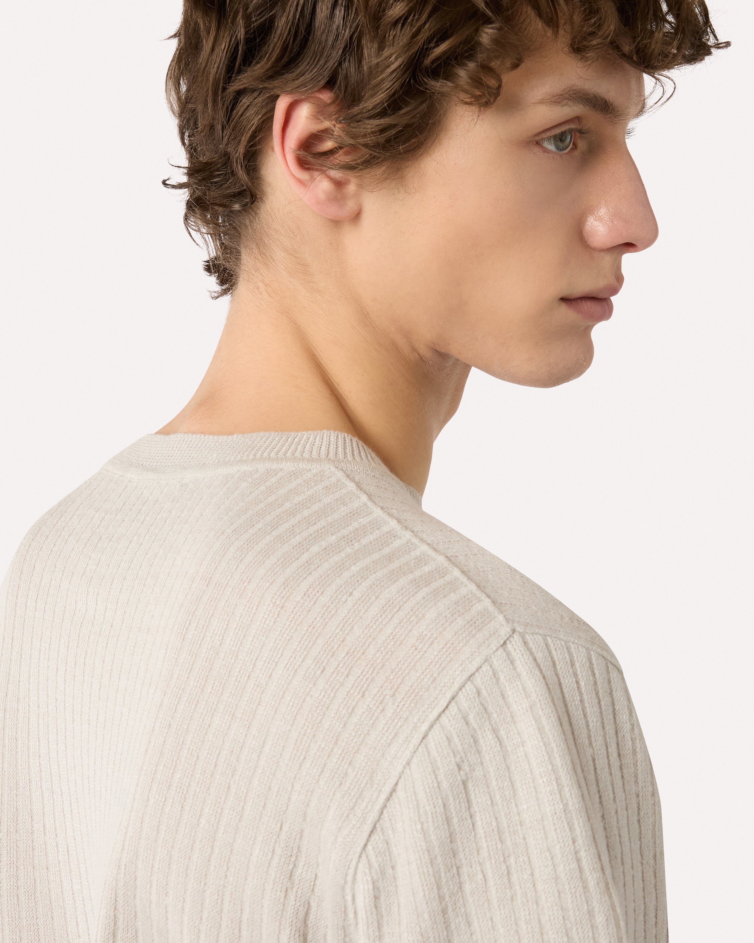 Ivory linen and cotton T-shirt IVORY Lardini 4