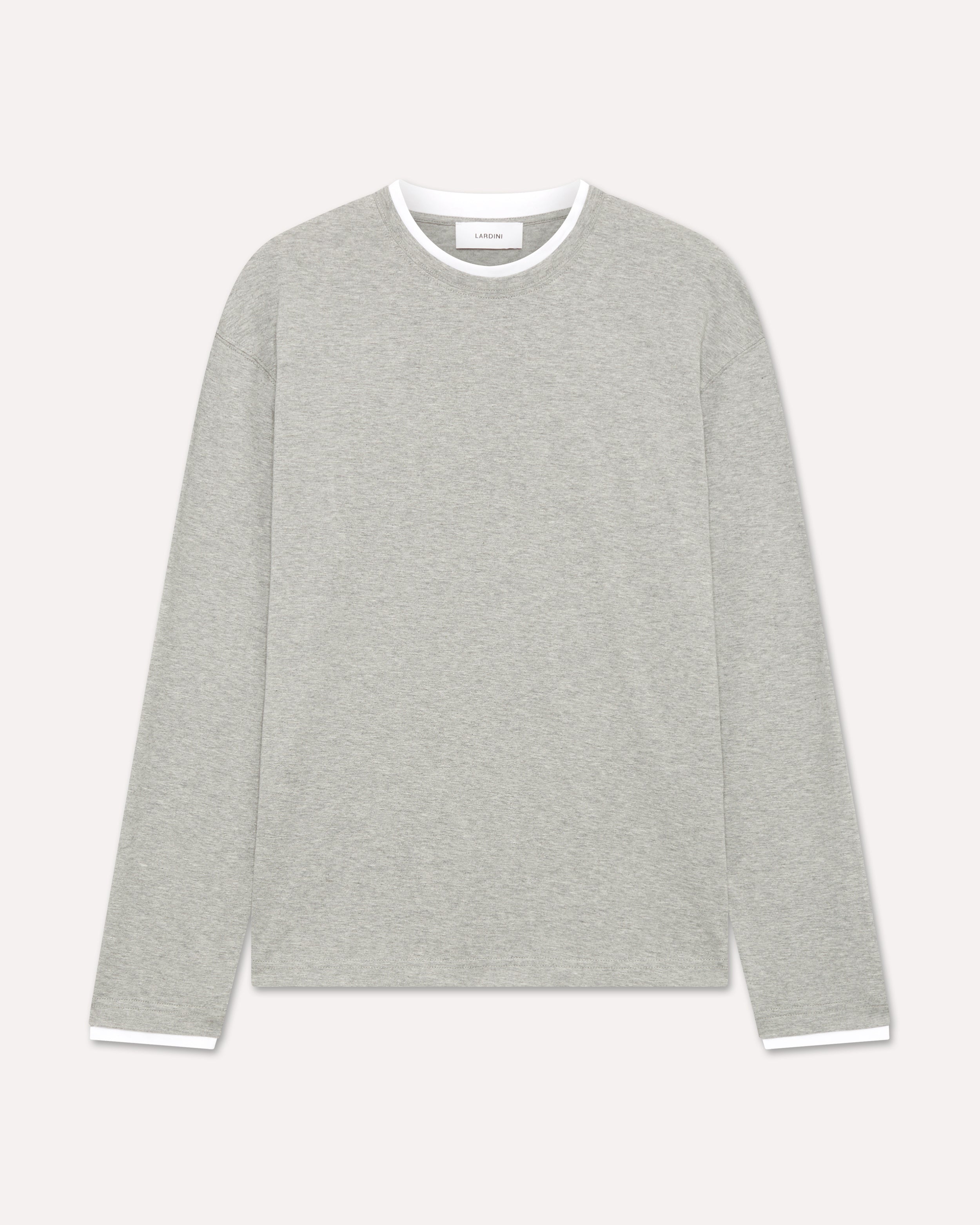Grey long-sleeve cotton jersey T-shirt GREY/WHITE Lardini 1