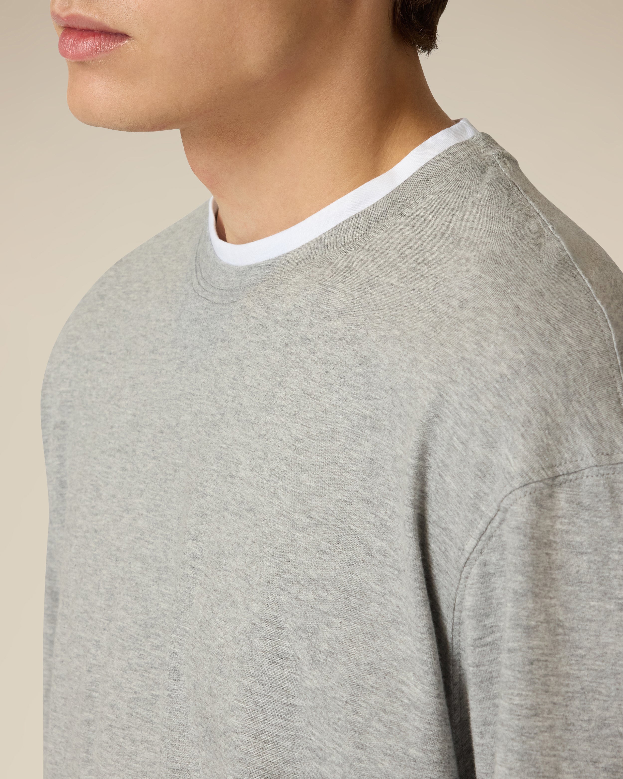 Grey long-sleeve cotton jersey T-shirt GREY/WHITE Lardini 3