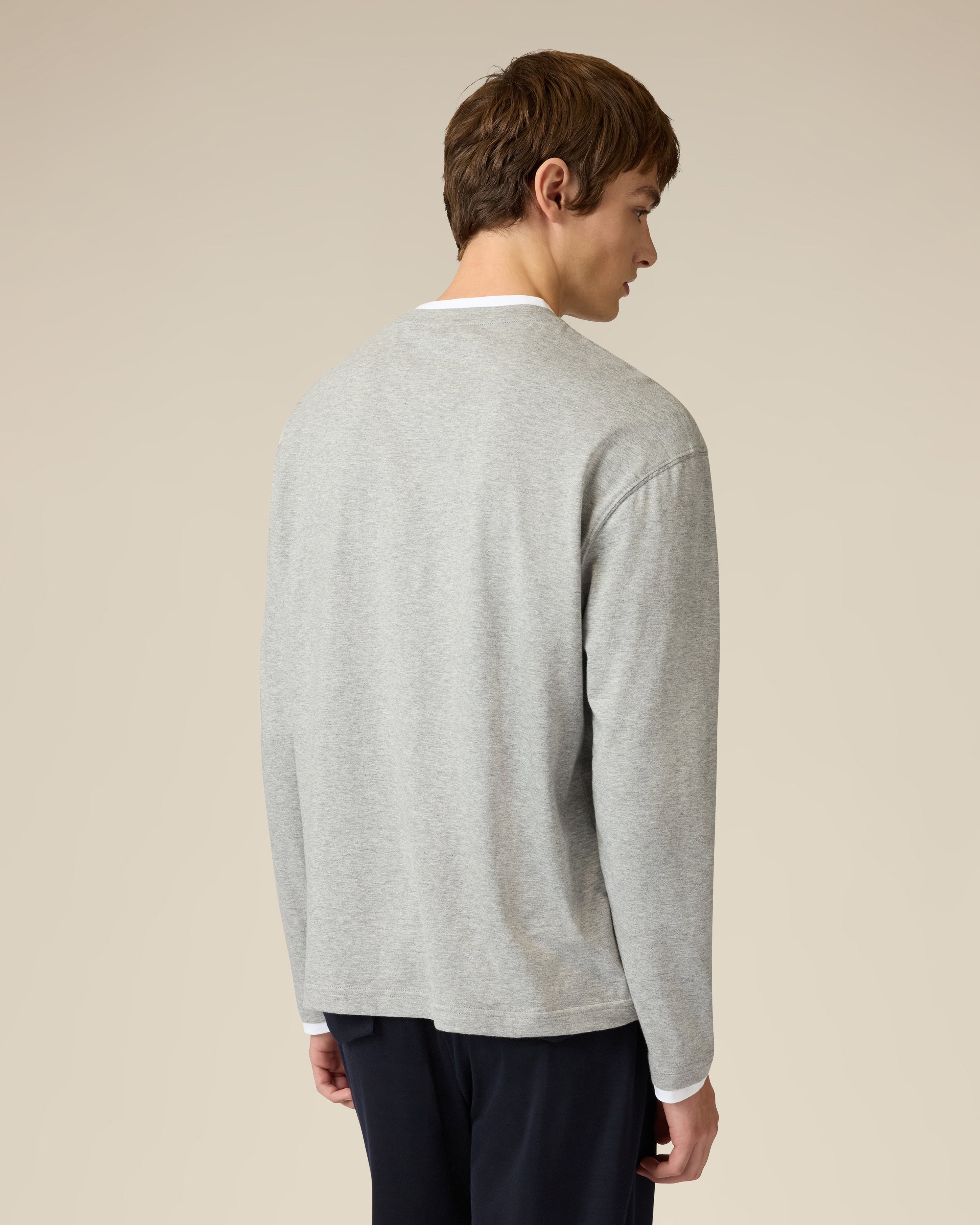 Grey long-sleeve cotton jersey T-shirt GREY/WHITE Lardini 5