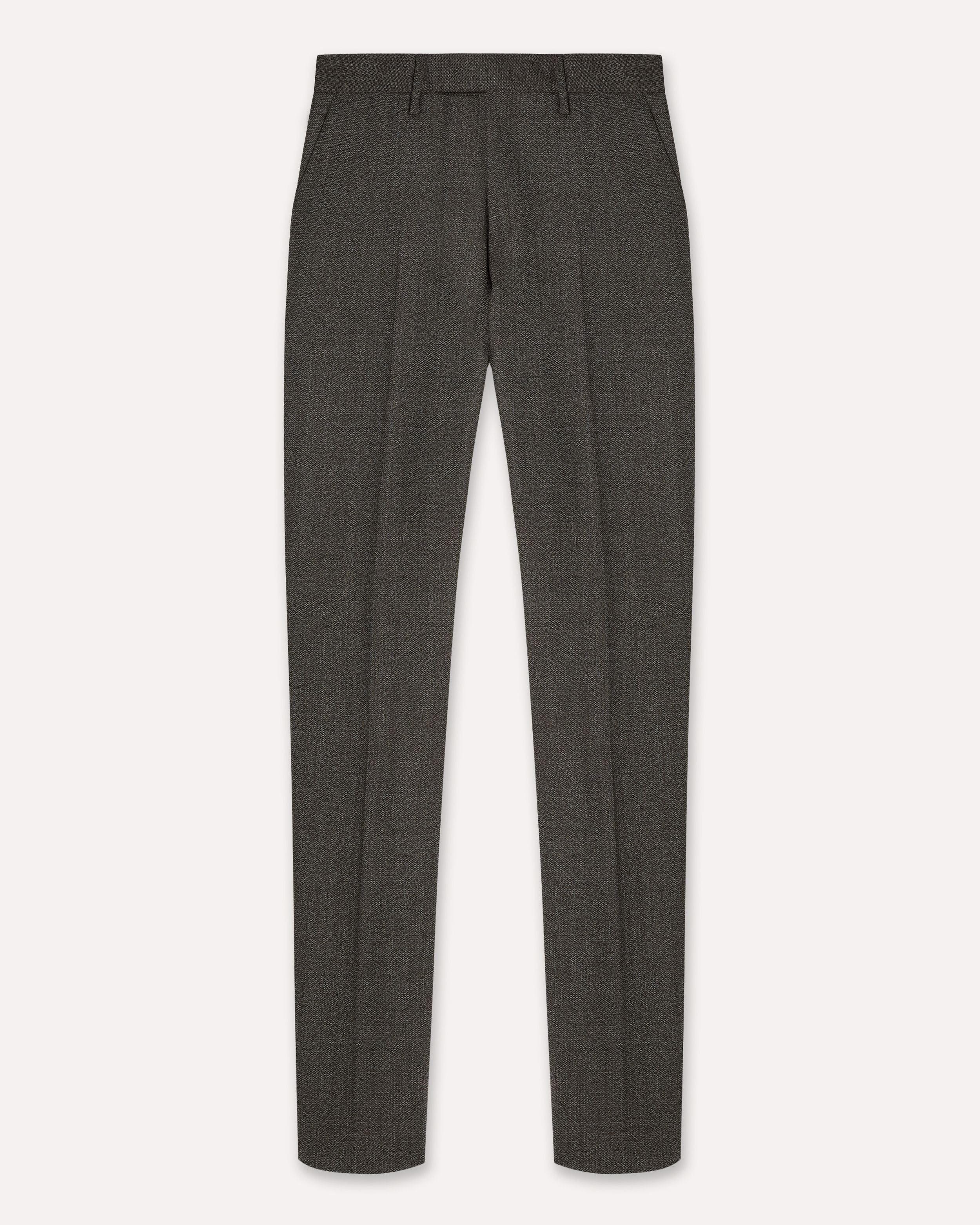 Pantalone marrone con microdisegno in lana stretch BROWN/RED/CREAM Lardini 1