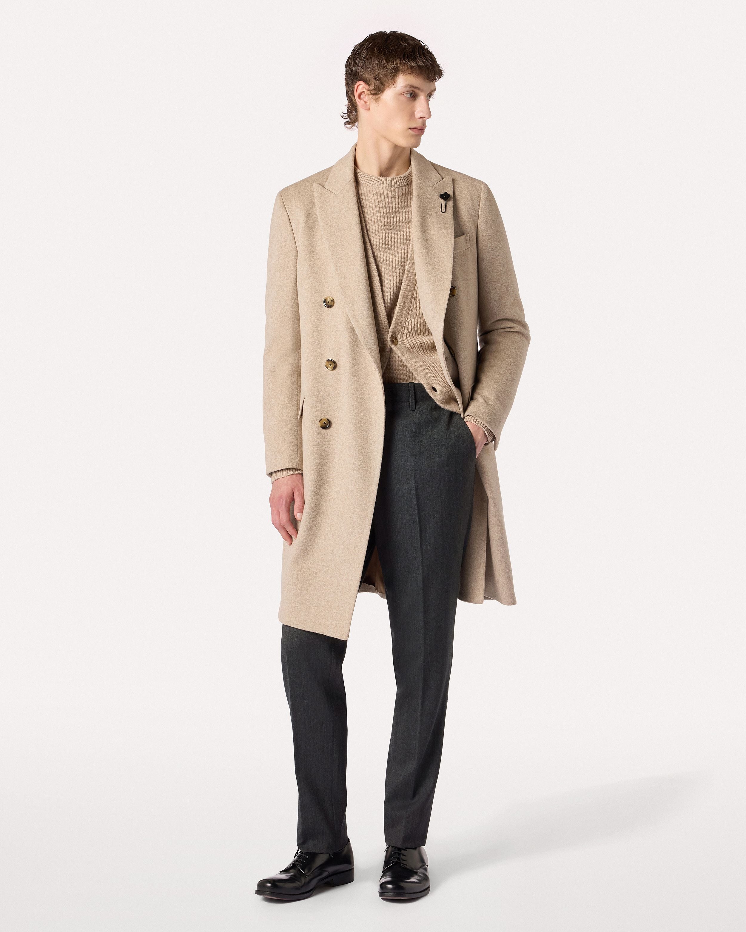 Pantalone antracite in lana stretch con motivo GREY Lardini 2